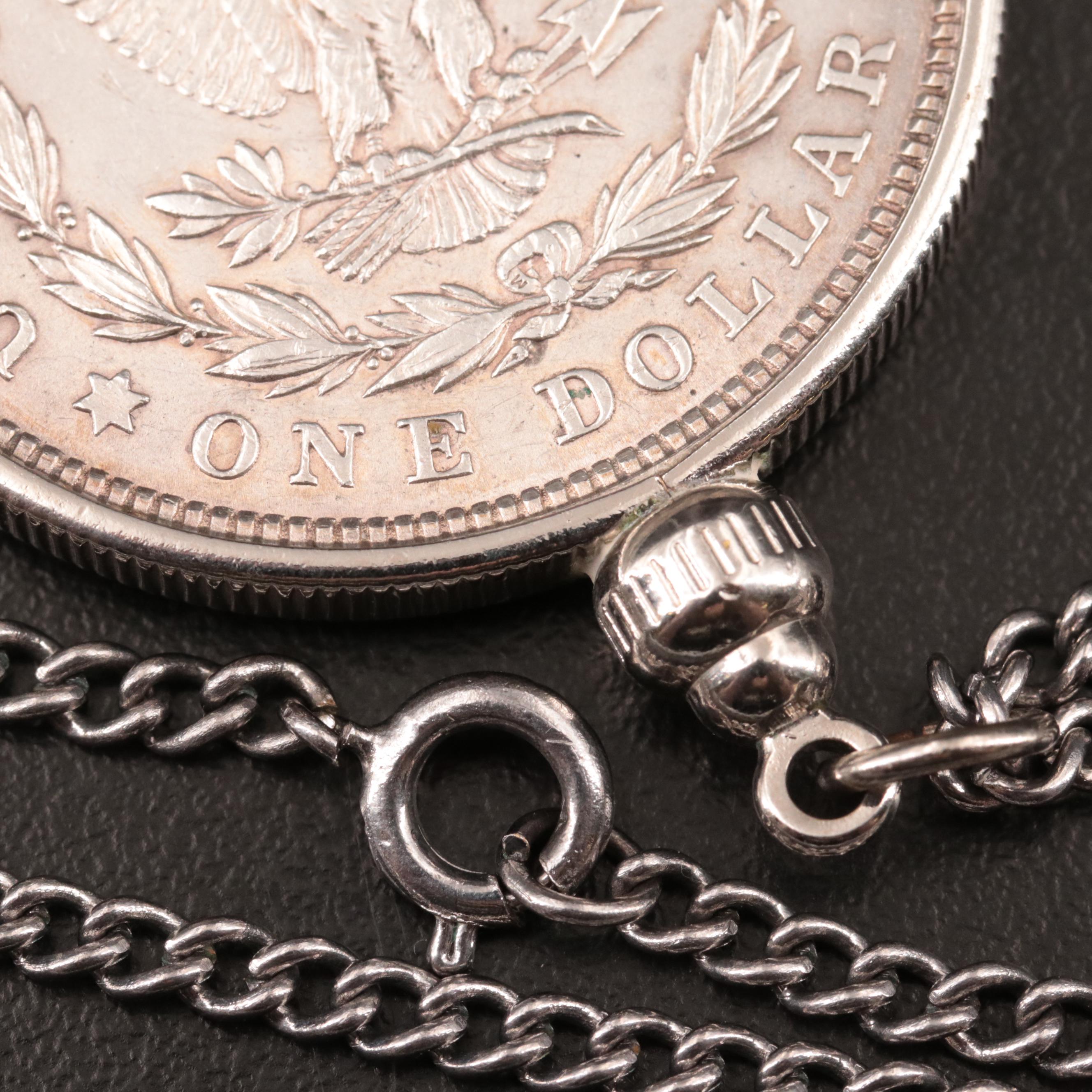 Framed 1921 Morgan Silver Dollar Coin Necklace