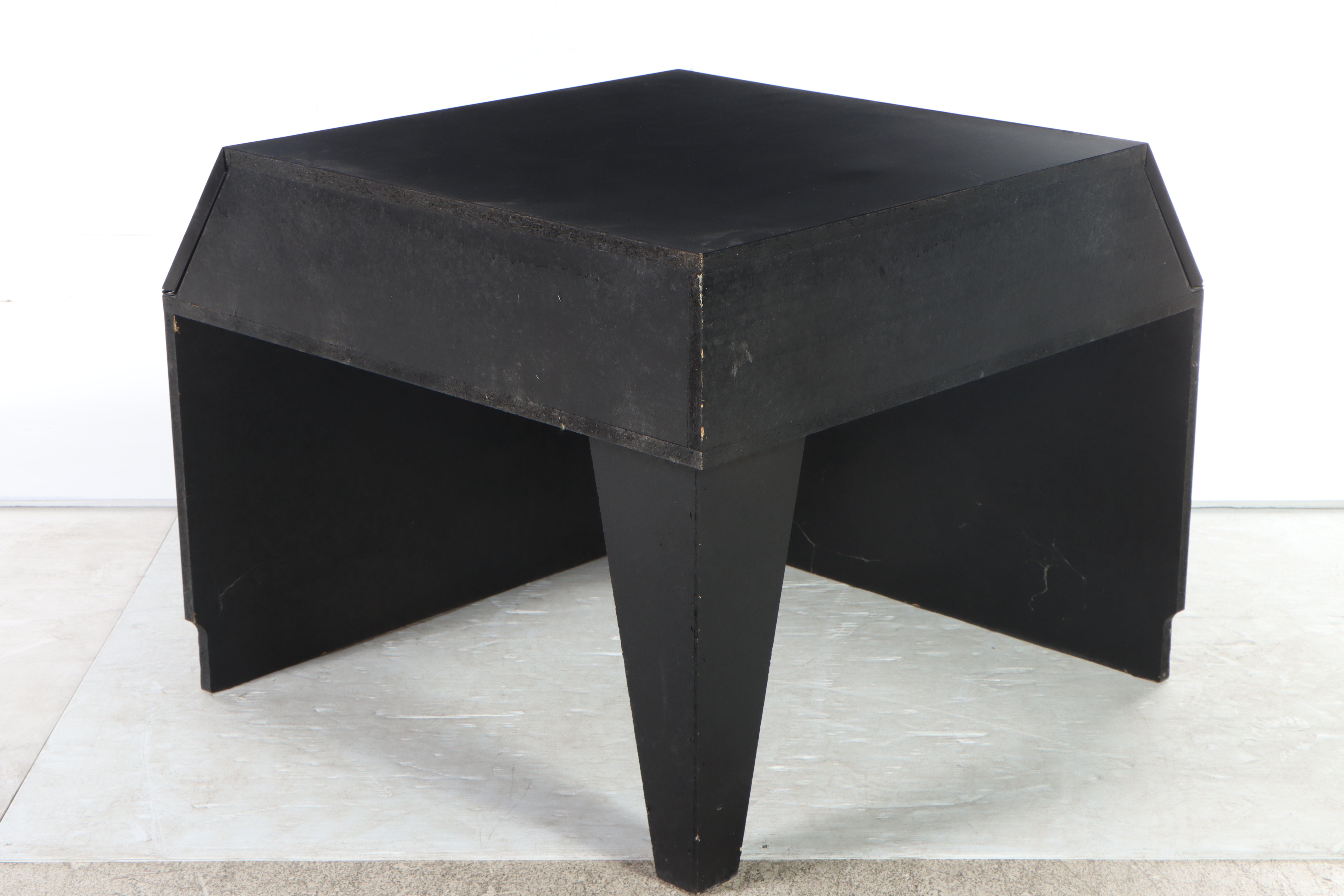Modern Burl Wood and Ebonized Wooden End Table
