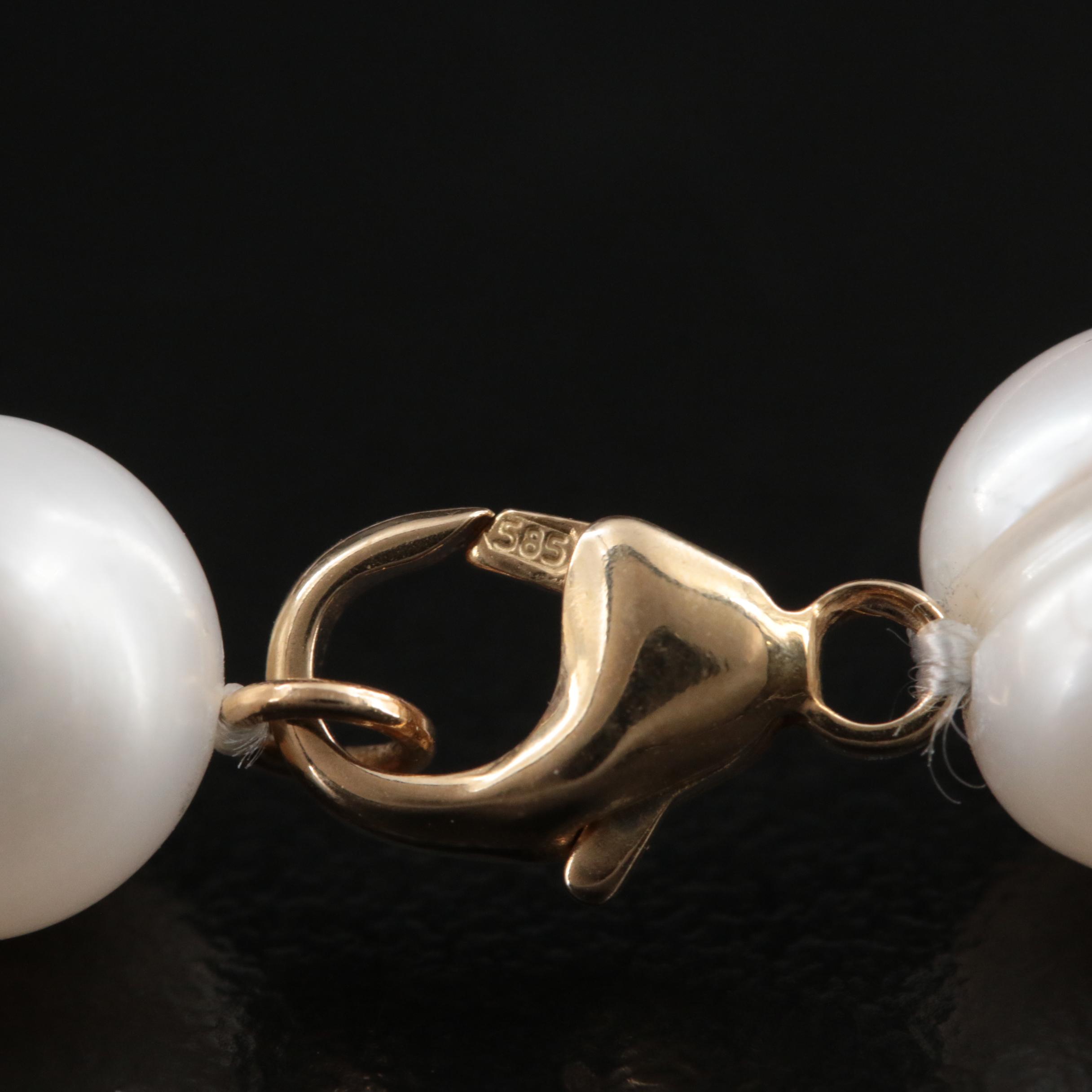 Pearl Necklace with 14K Clasp and Spacer Beads