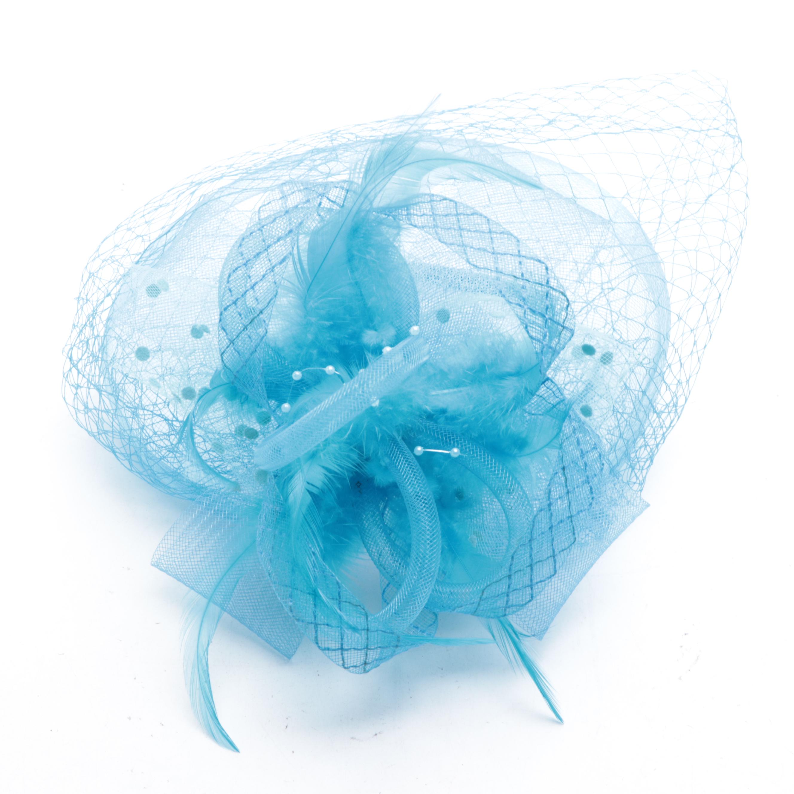 Mesh Ribbon and Feather Embellished Fascinator Handbands/Hats