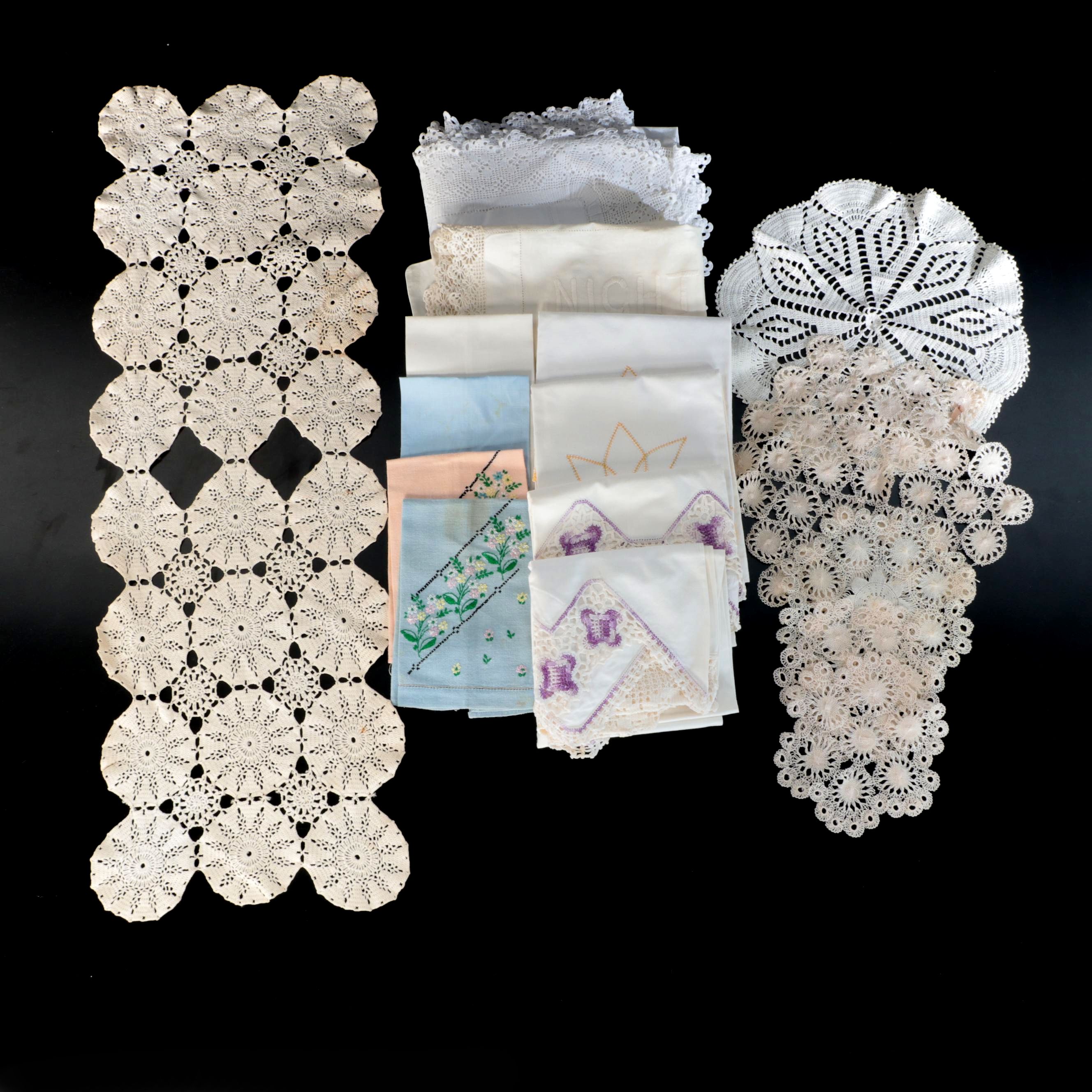 Embroidered and Crochet Tablecloths, Napkins and Doilies, 20th Century