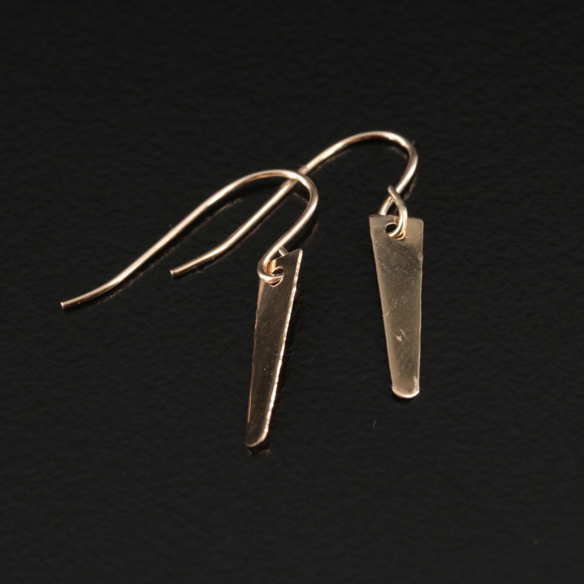 14K Bar Drop Earrings
