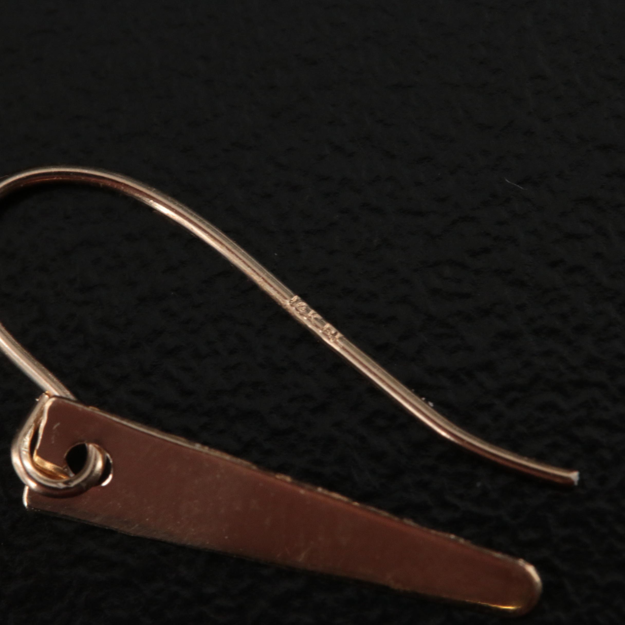 14K Bar Drop Earrings