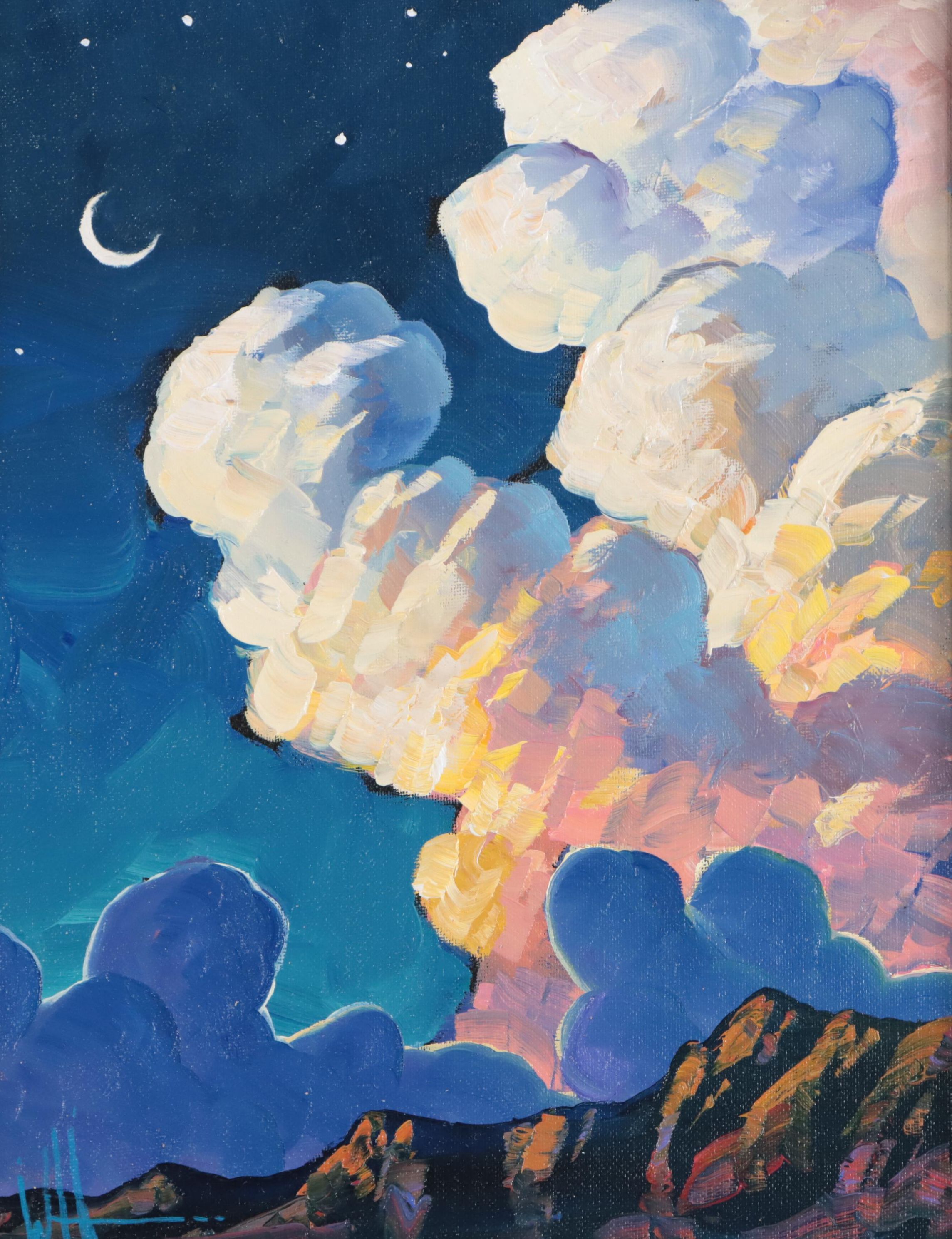 William Hawkins Oil Painting of Night Sky, 21st Century