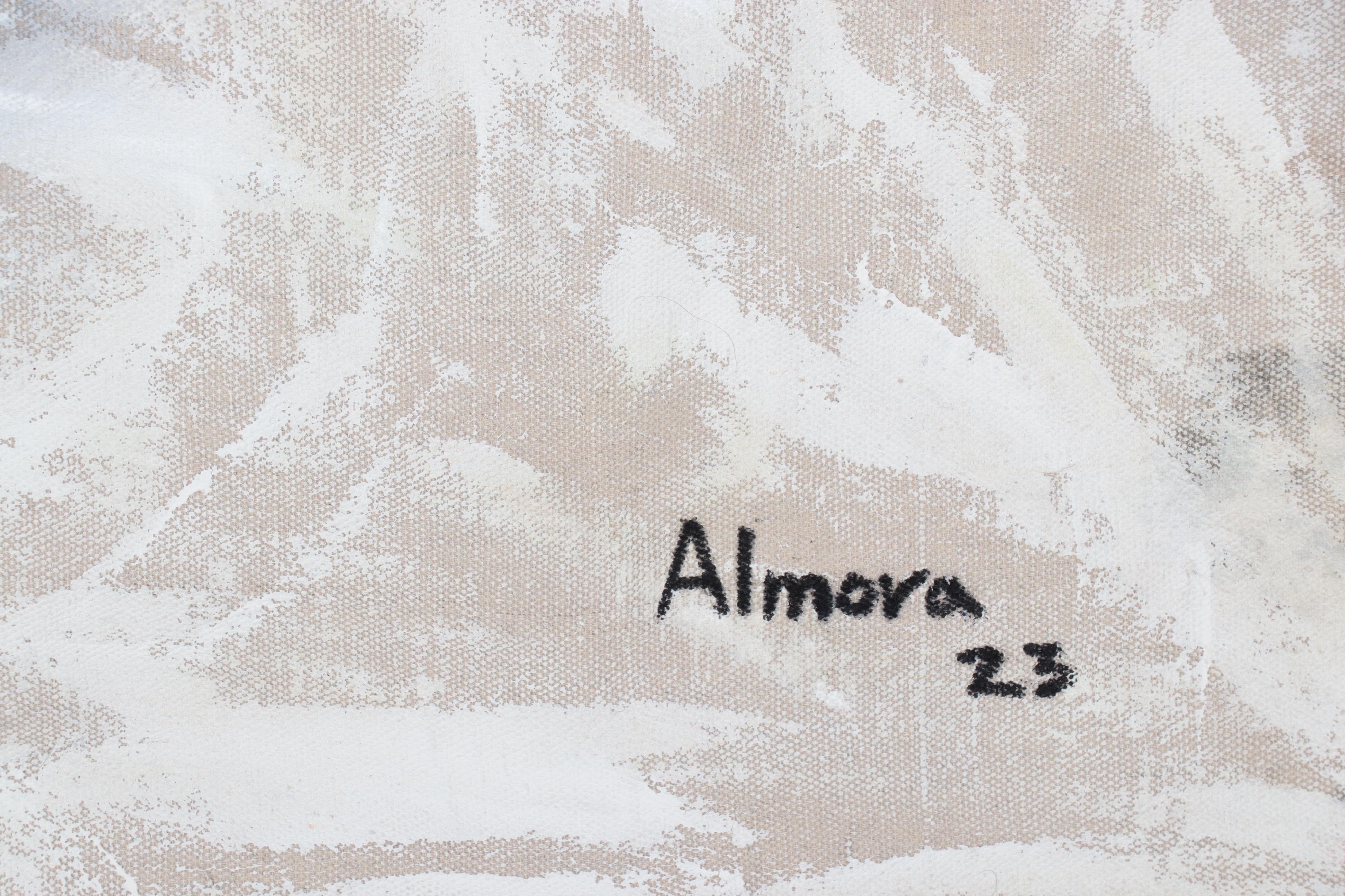 Osmel Almora Miró Stylized Mixed Media Painting of Heart, 2023