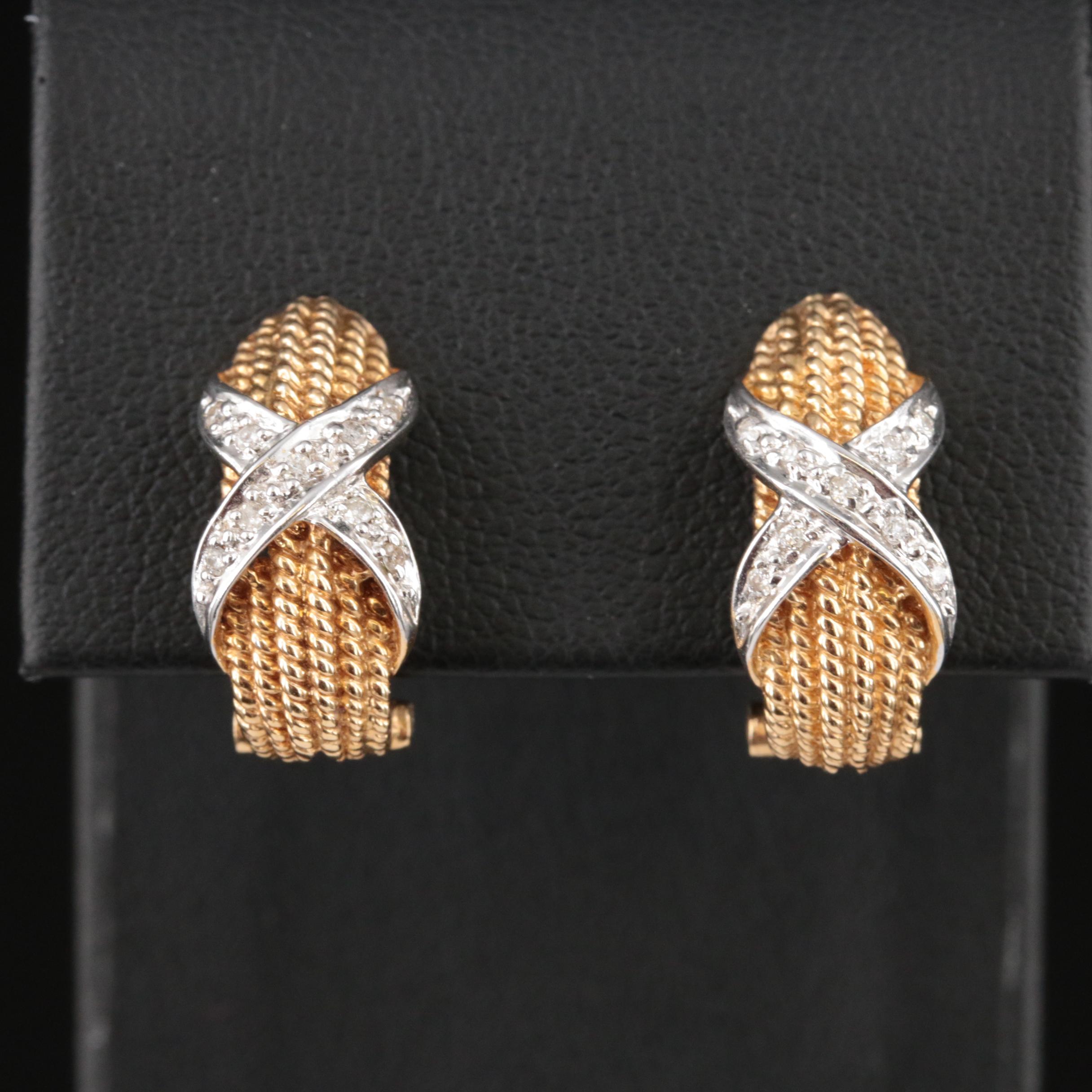 14K 0.13 CTW Diamond J Hoop Earrings