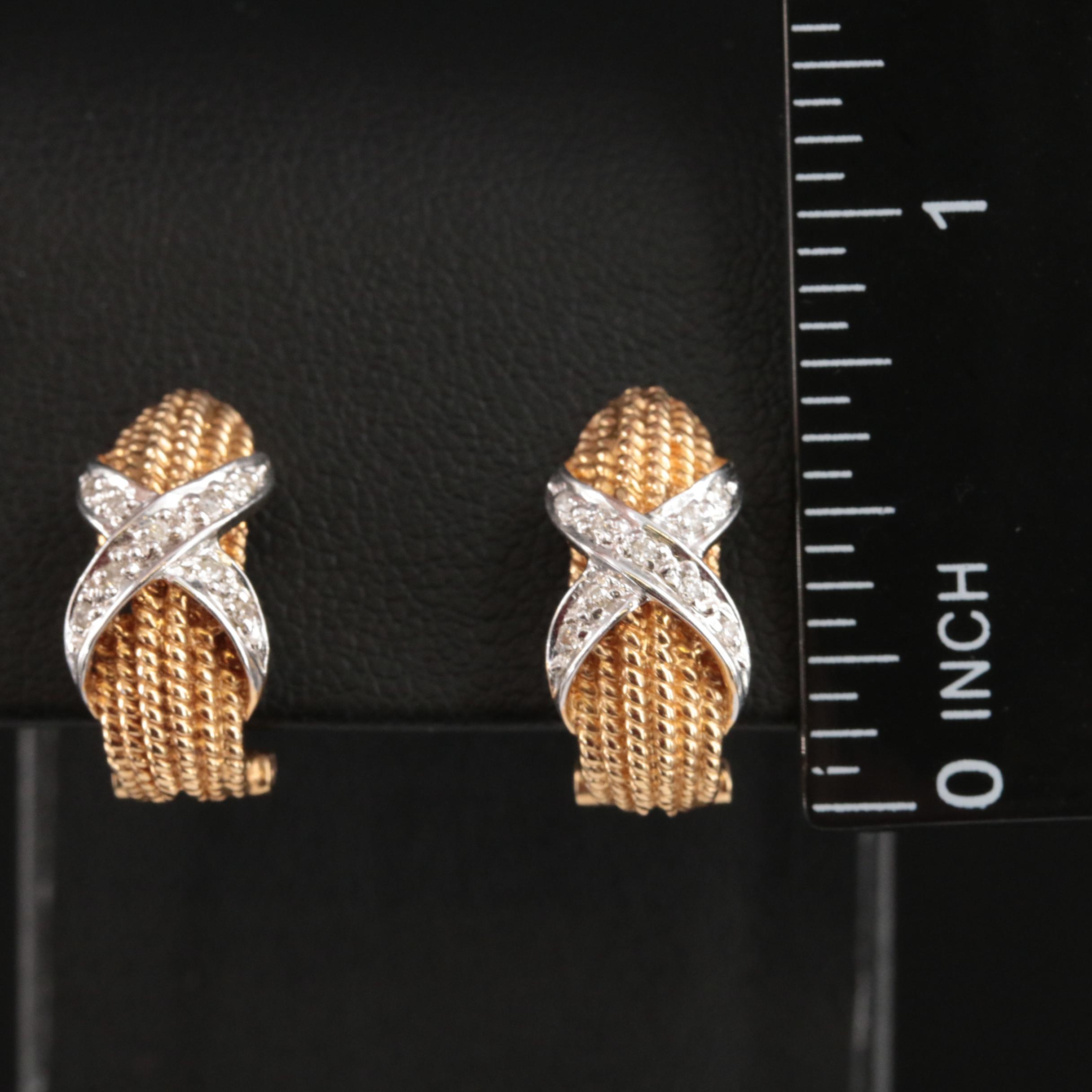 14K 0.13 CTW Diamond J Hoop Earrings