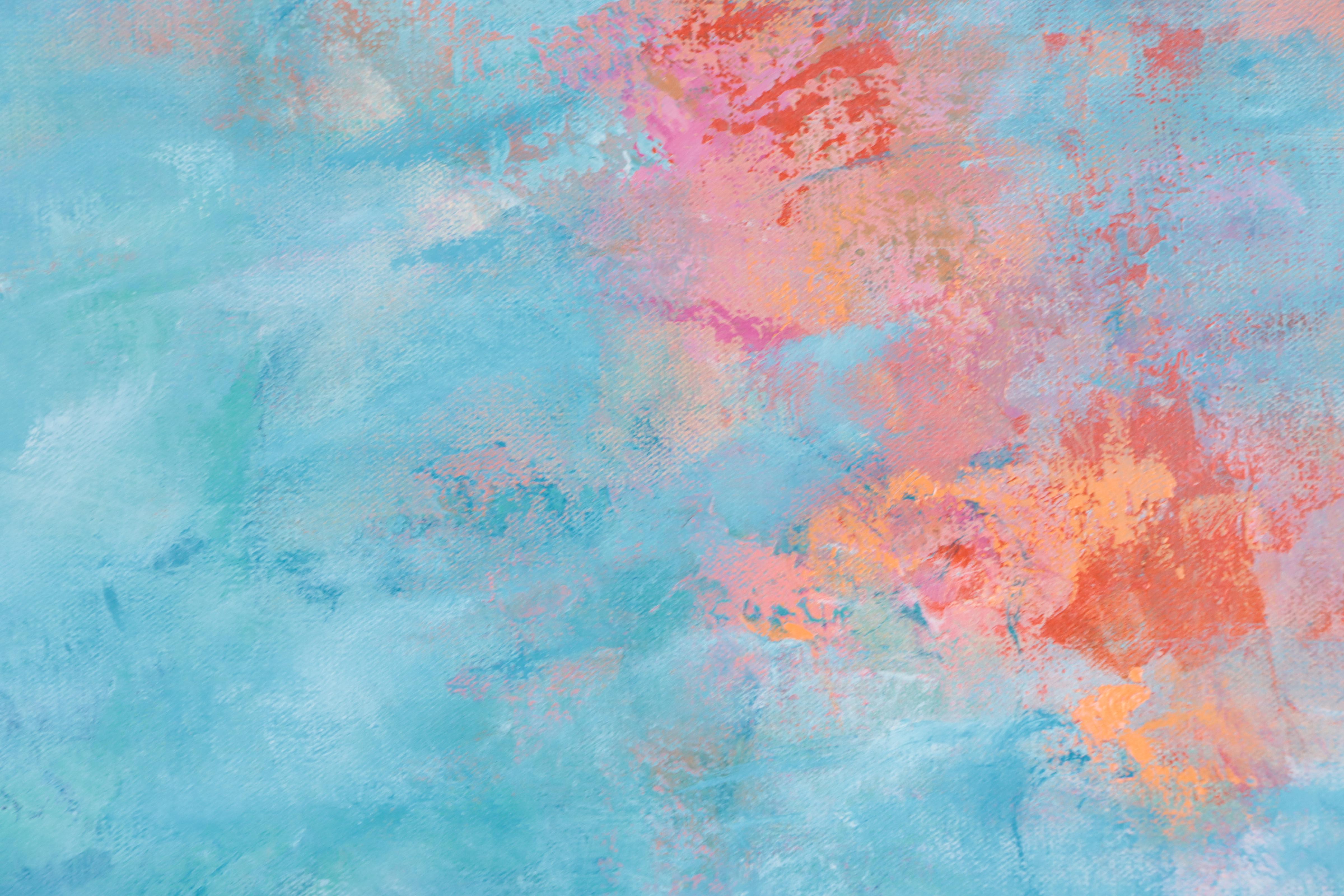 Sanna Acrylic Painting "In the Blue Zone," 21st Century