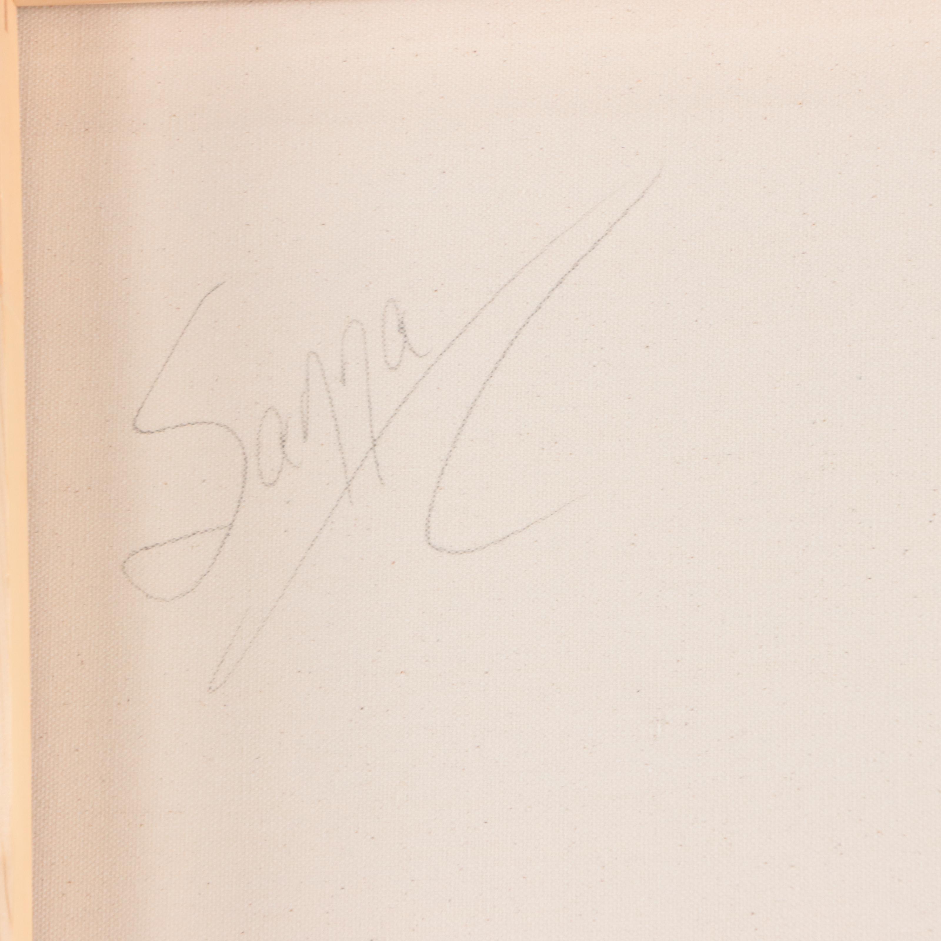 Sanna Acrylic Painting "In the Blue Zone," 21st Century