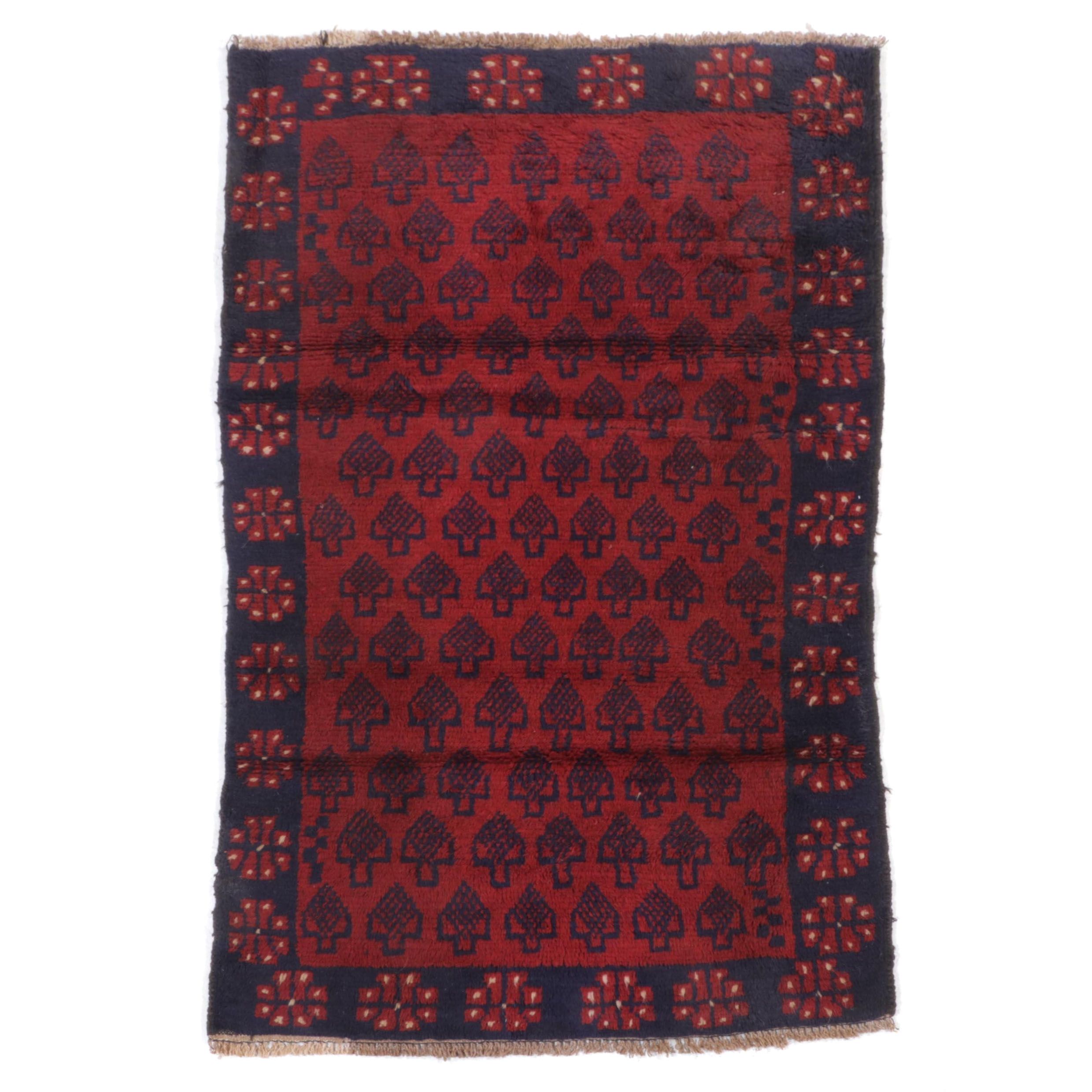 2'10 x 4'6 Hand-Knotted Afghan Baluch Accent Rug