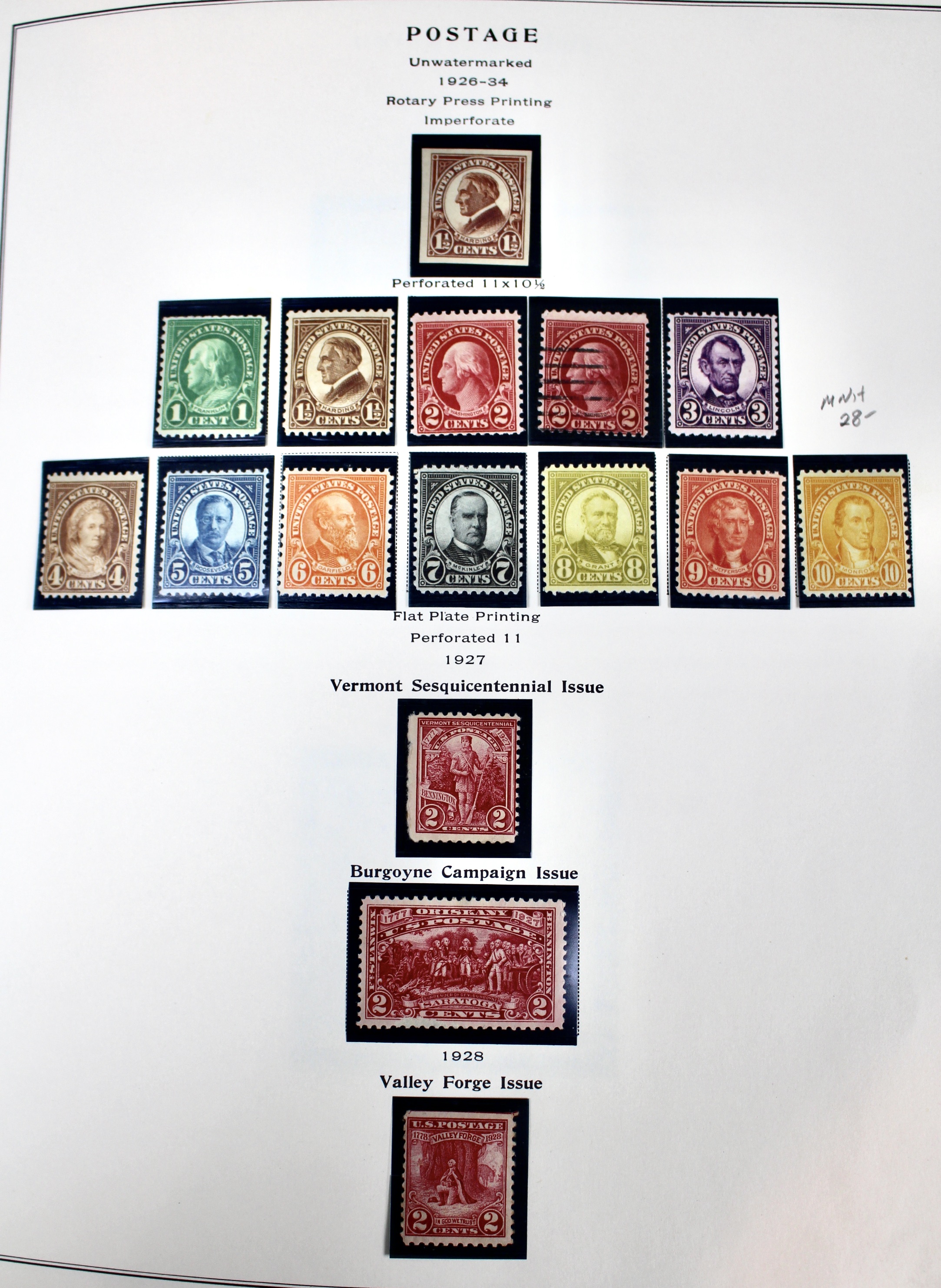 Mint Condition U.S. Postage Stamp Collection, 1909-1945