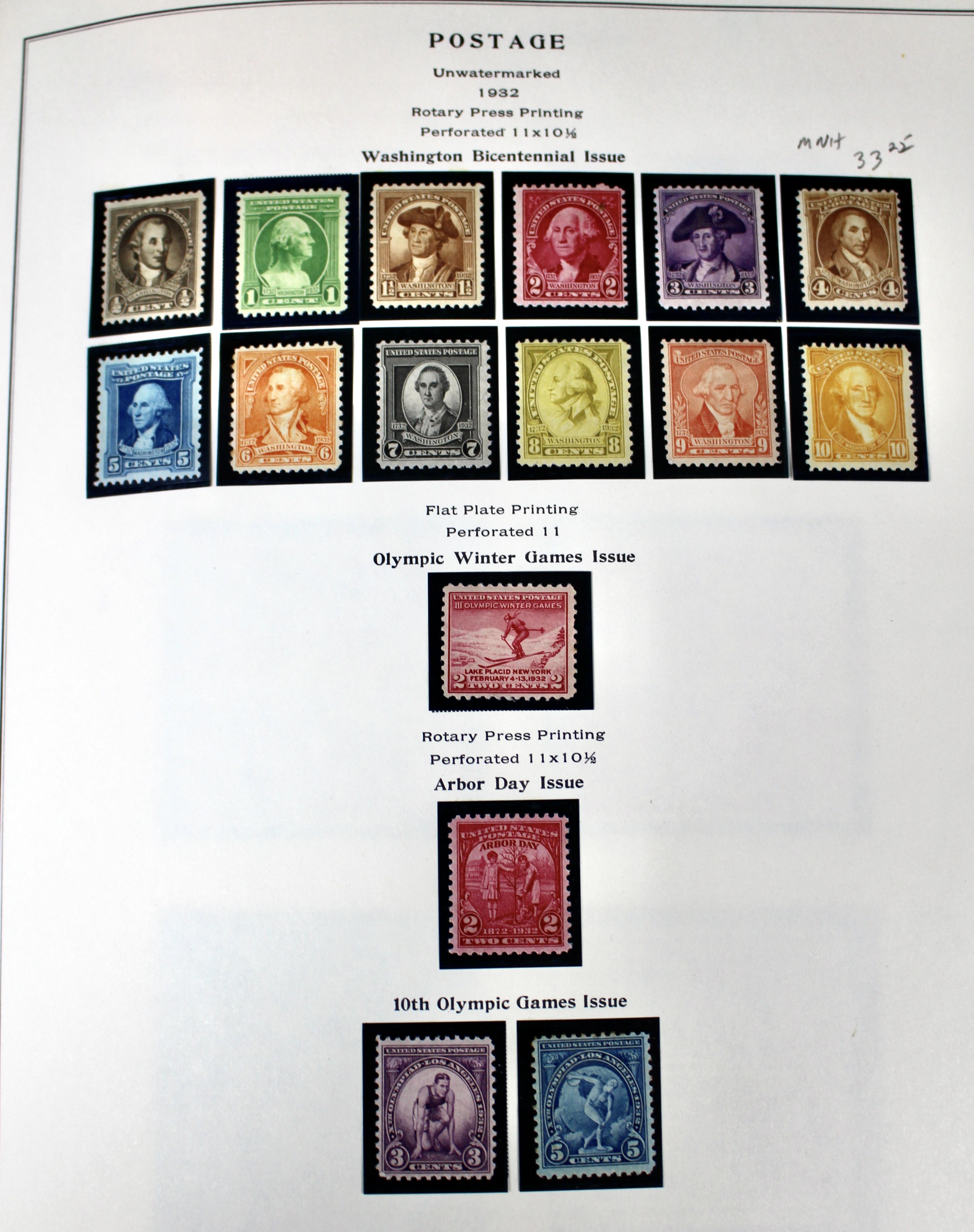 Mint Condition U.S. Postage Stamp Collection, 1909-1945