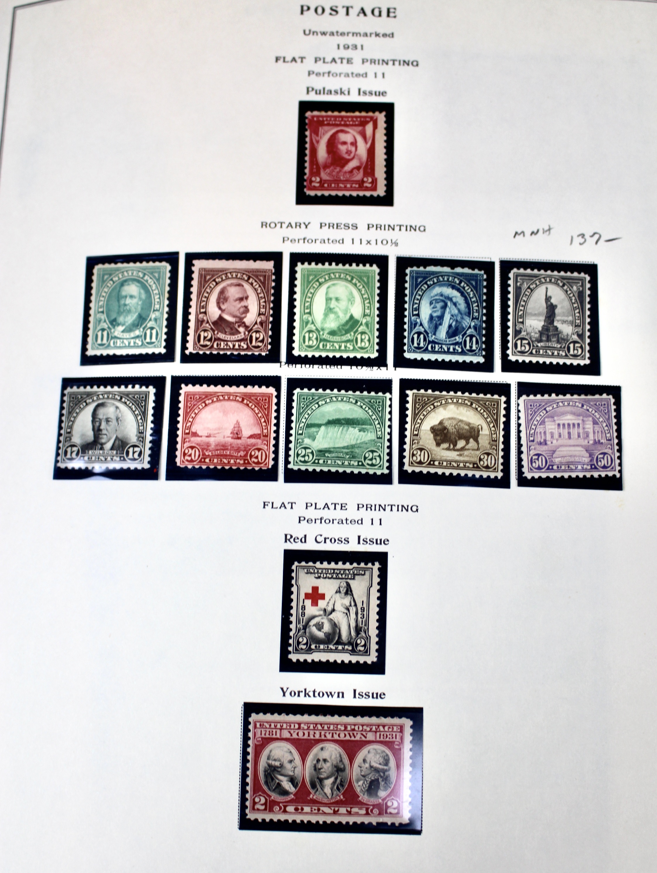 Mint Condition U.S. Postage Stamp Collection, 1909-1945
