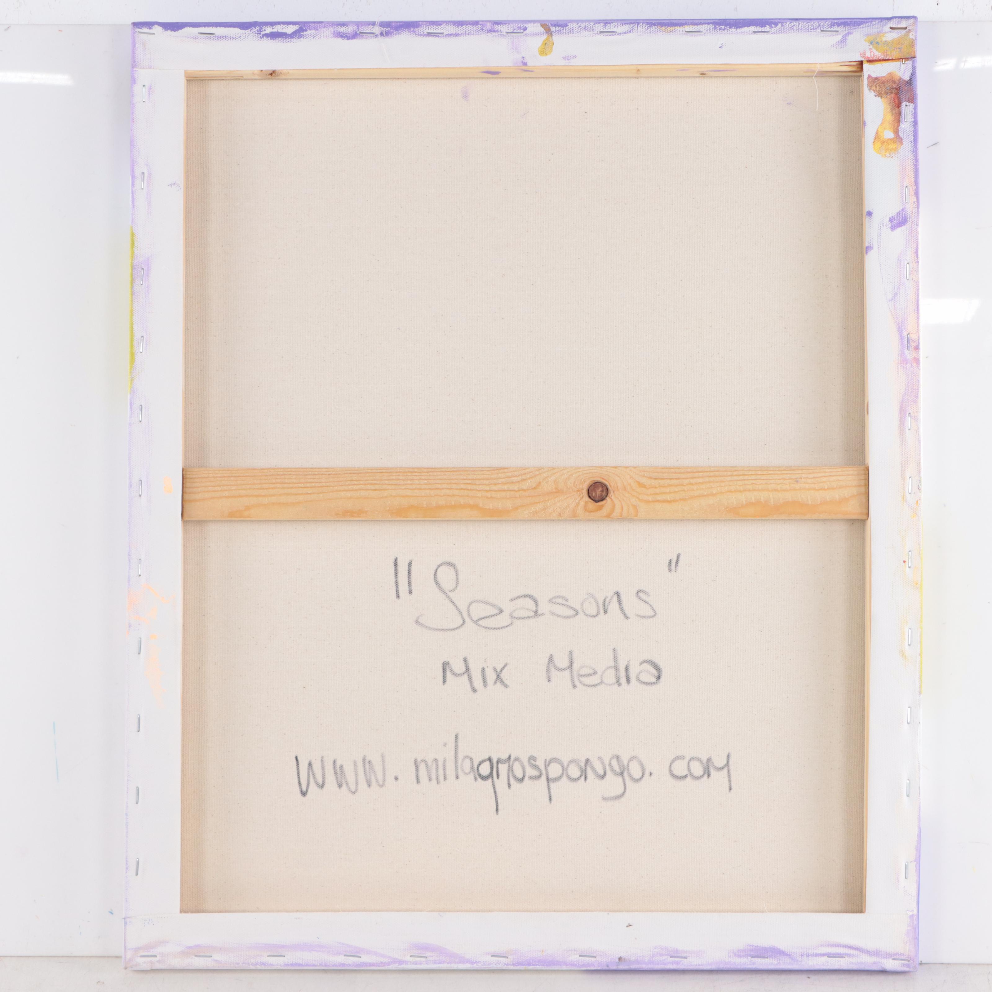 Milagros Pongo Abstract Mixed Media Painting "Seasons," 21st Century