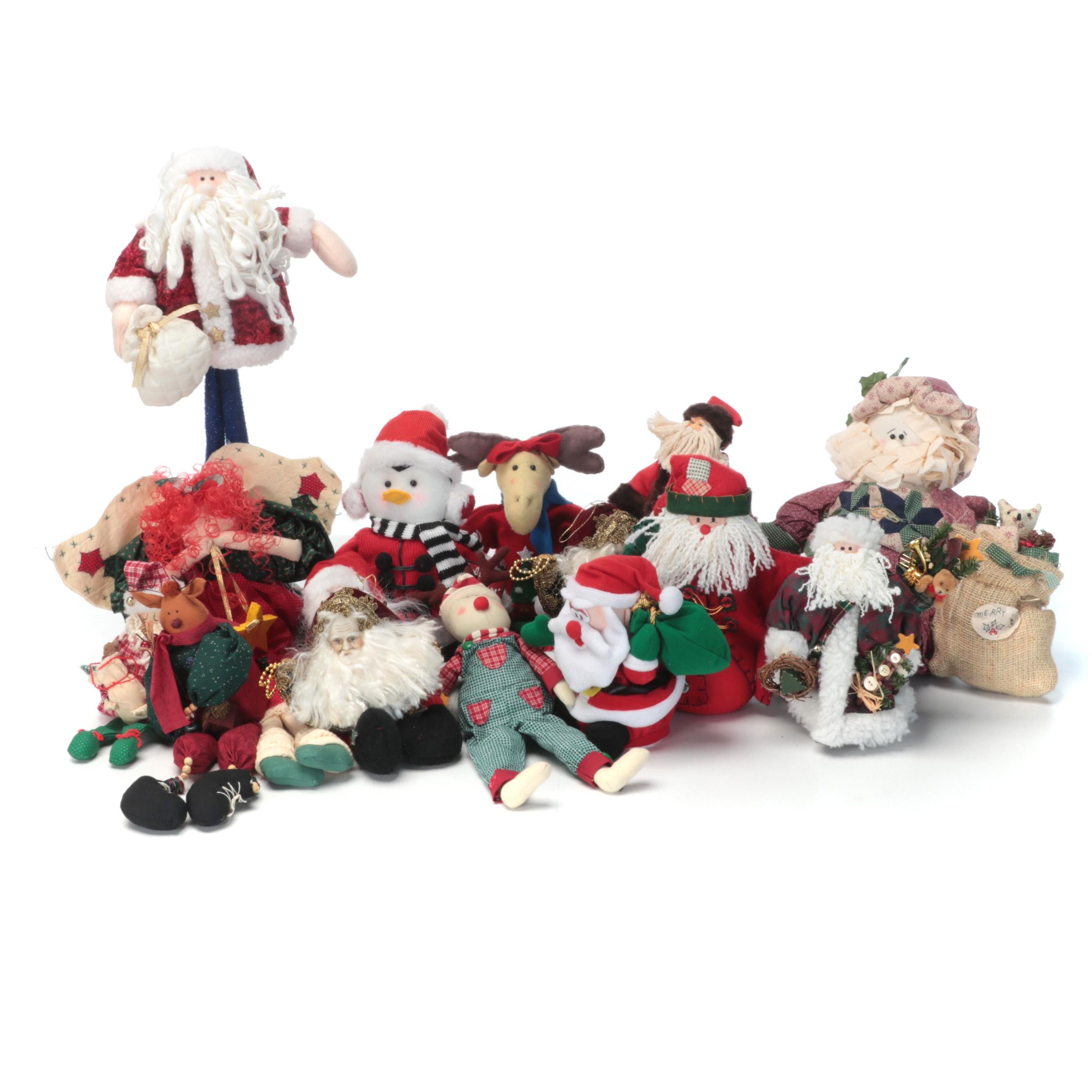 Department 56 and Other Plush Santas and Décor