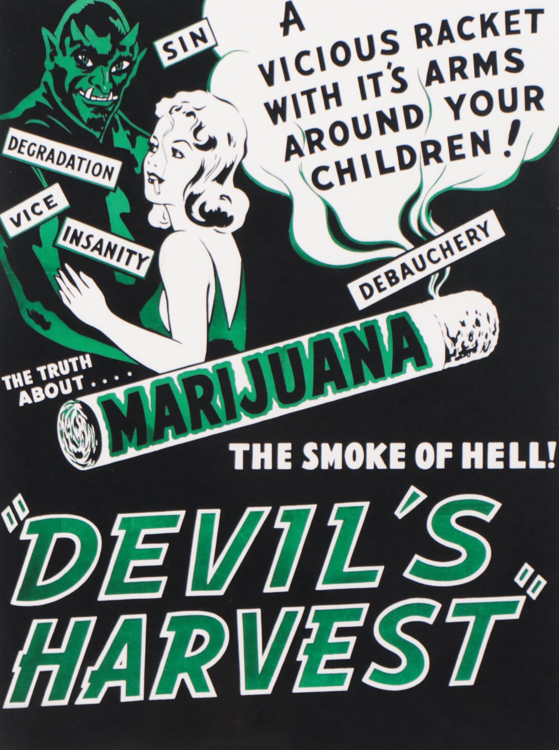 Offset Lithograph of Marijuana Propaganda Poster "Devil's Harvest"