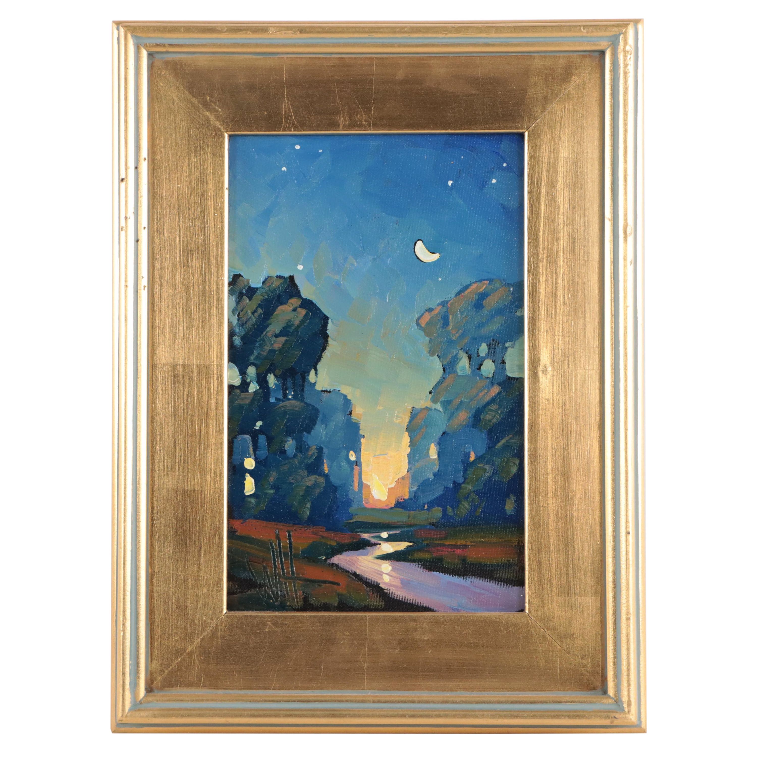 William Hawkins Nocturne Landscape Oil Painting, 2023