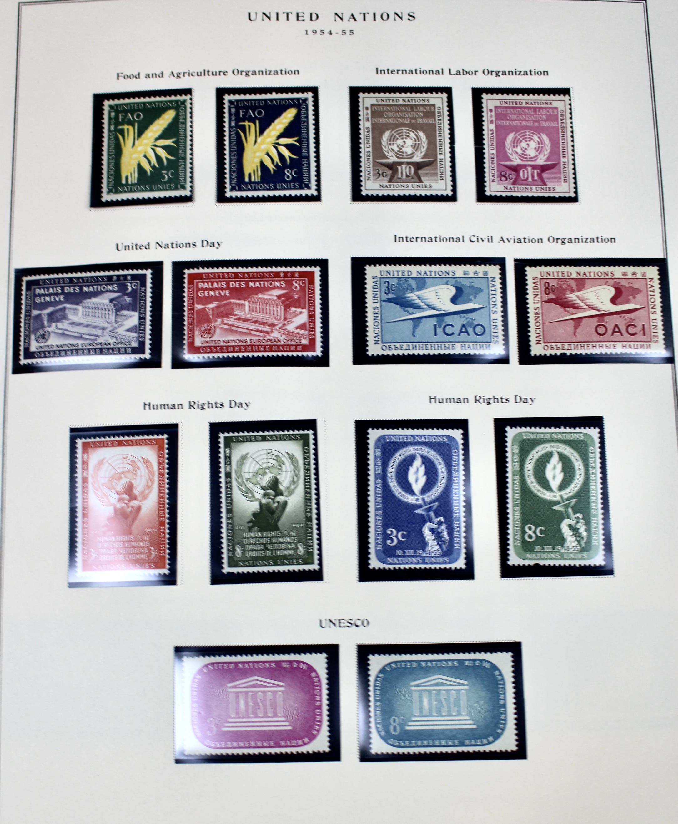 Comprehensive Mint Condition United Nations Postage Stamp Collection
