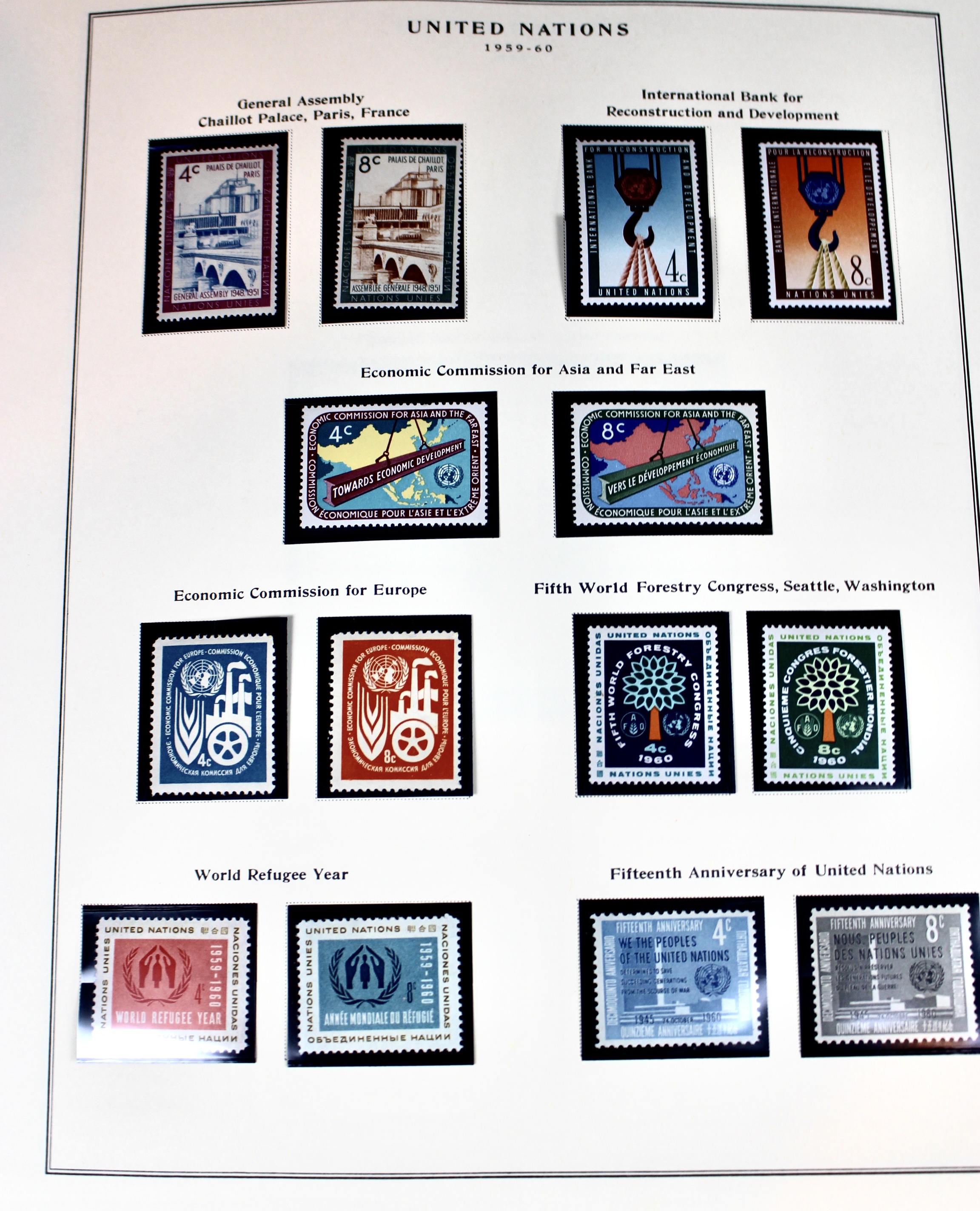 Comprehensive Mint Condition United Nations Postage Stamp Collection