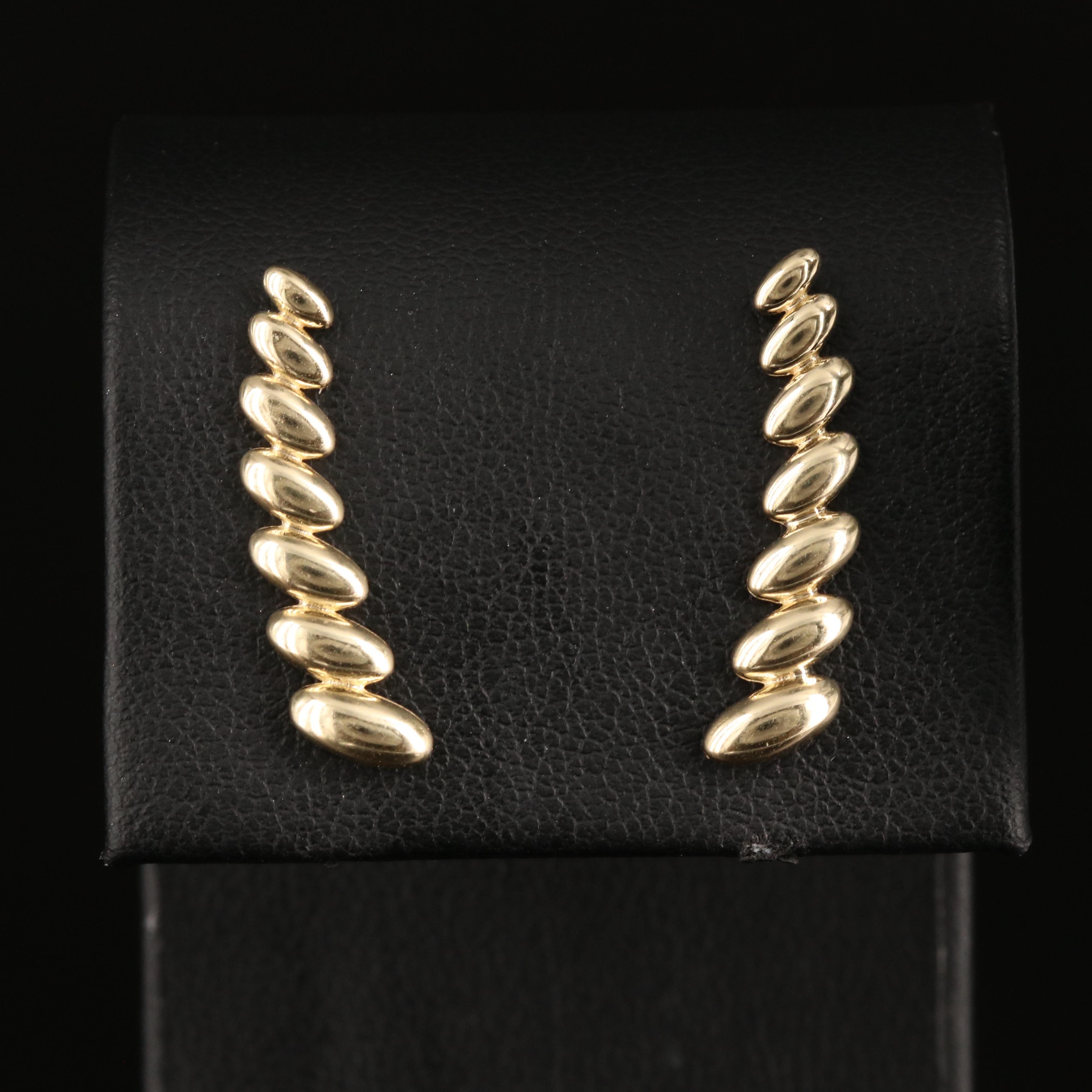 10K Graduated Fluted Ear Climbers