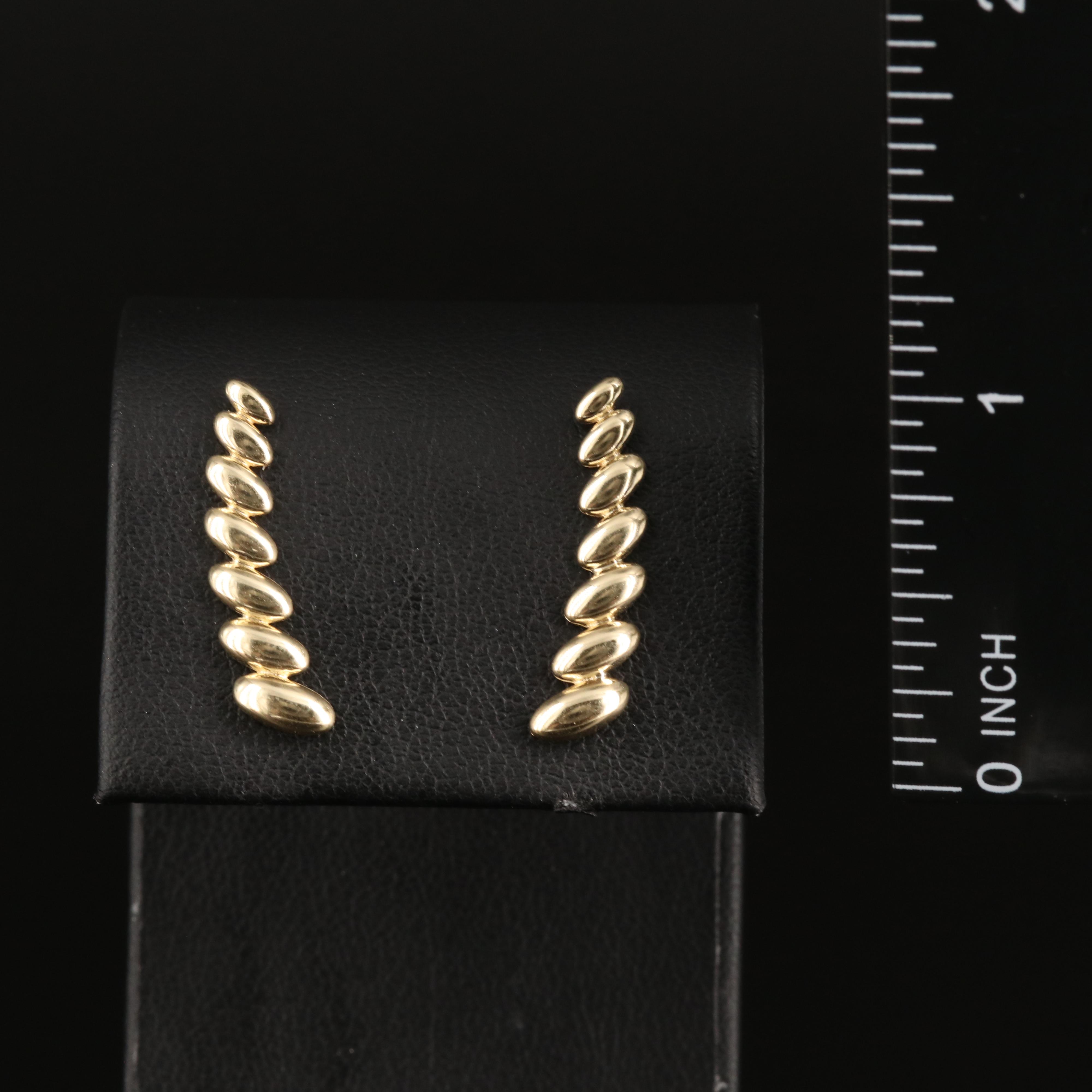 10K Graduated Fluted Ear Climbers