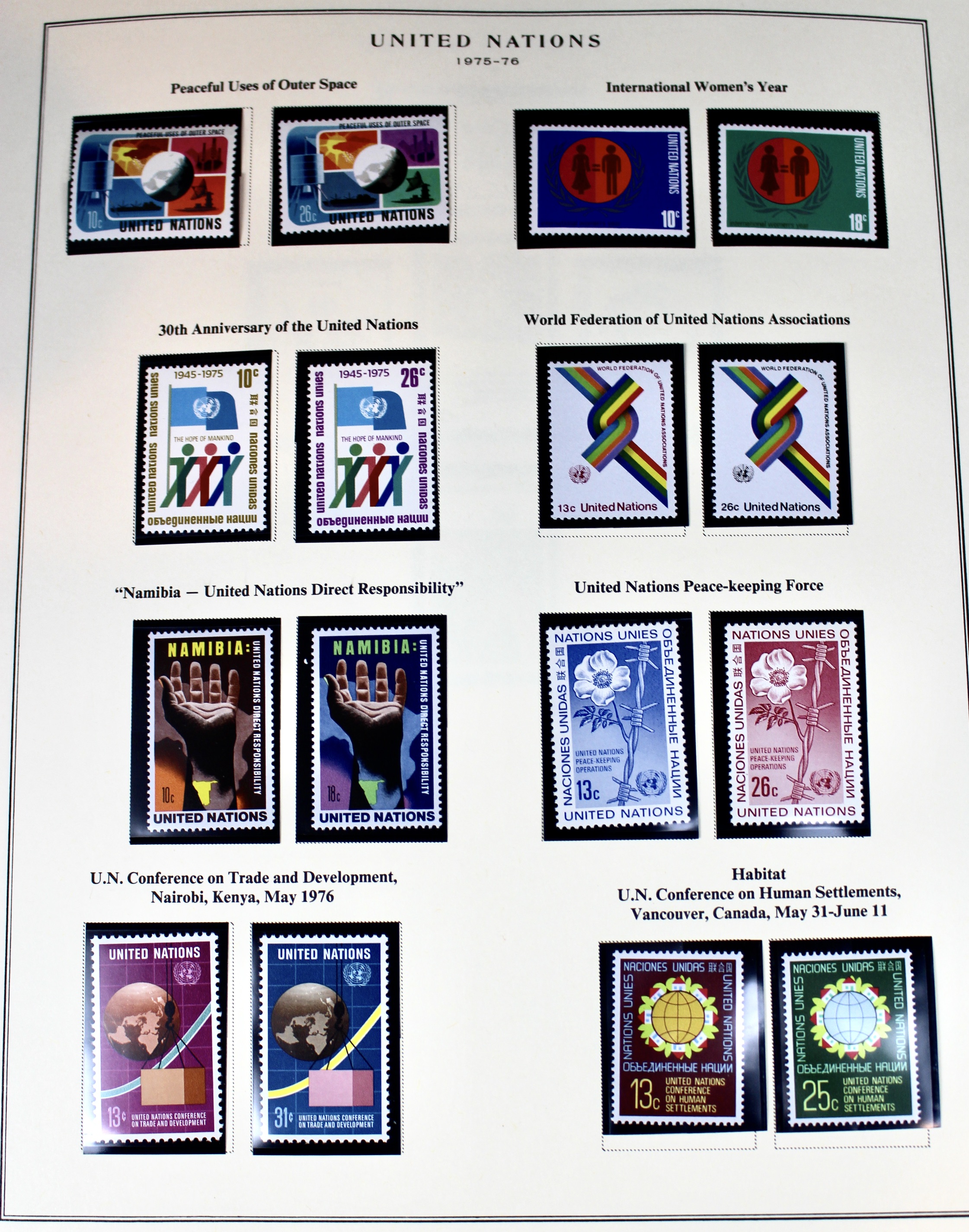 Comprehensive Mint Condition United Nations Postage Stamp Collection