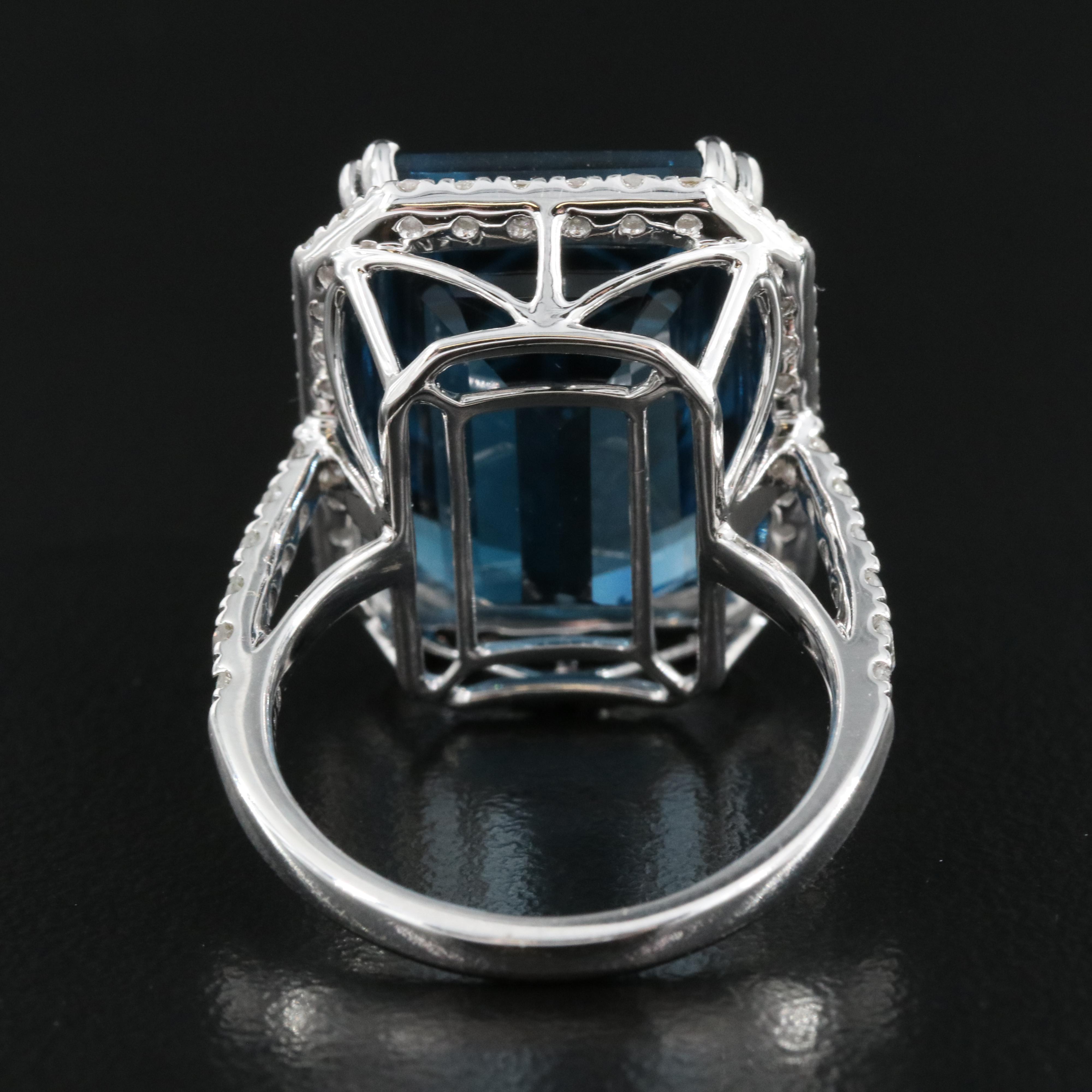 14K 21.18 CT London Blue Topaz and 1.06 CTW Diamond Ring