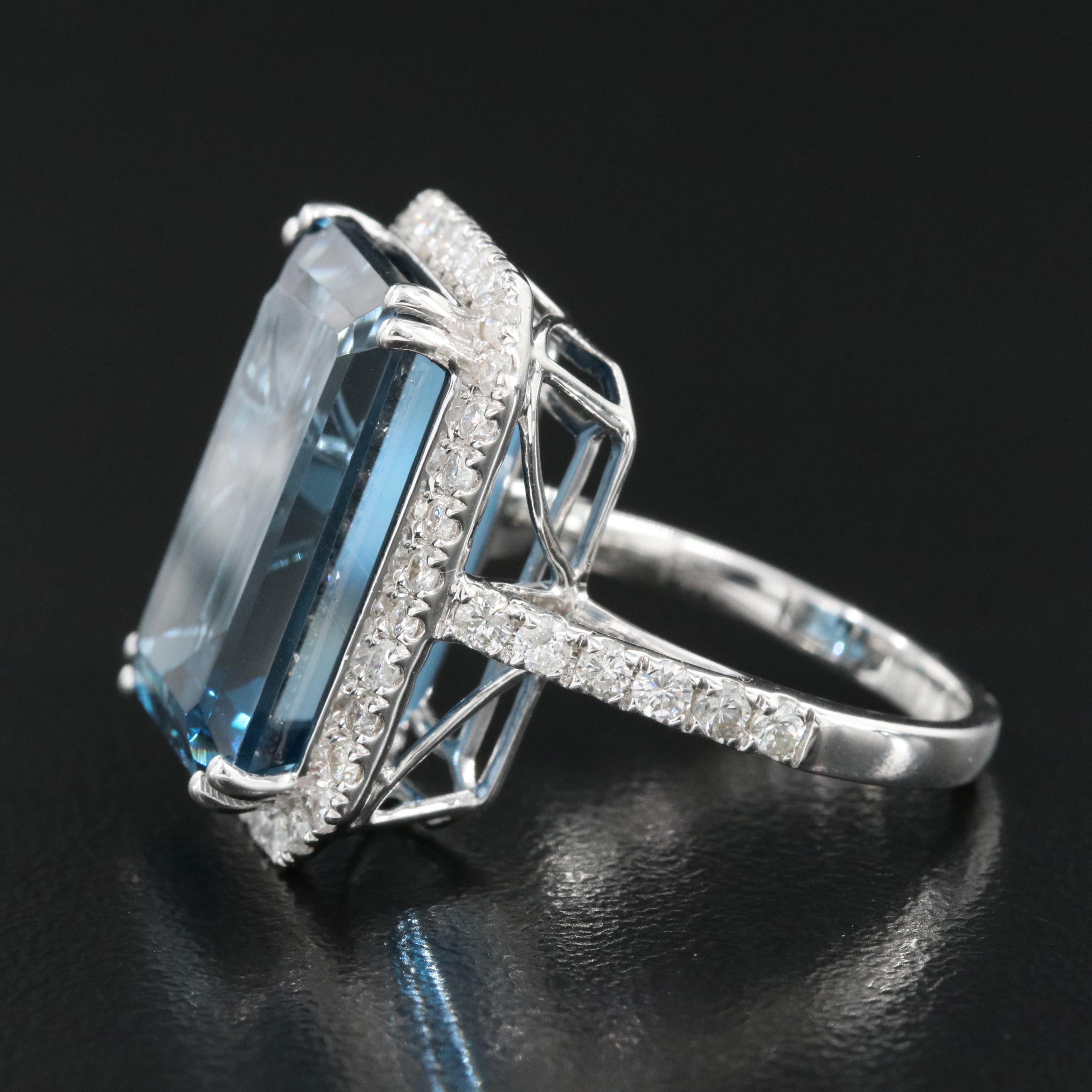 14K 21.18 CT London Blue Topaz and 1.06 CTW Diamond Ring