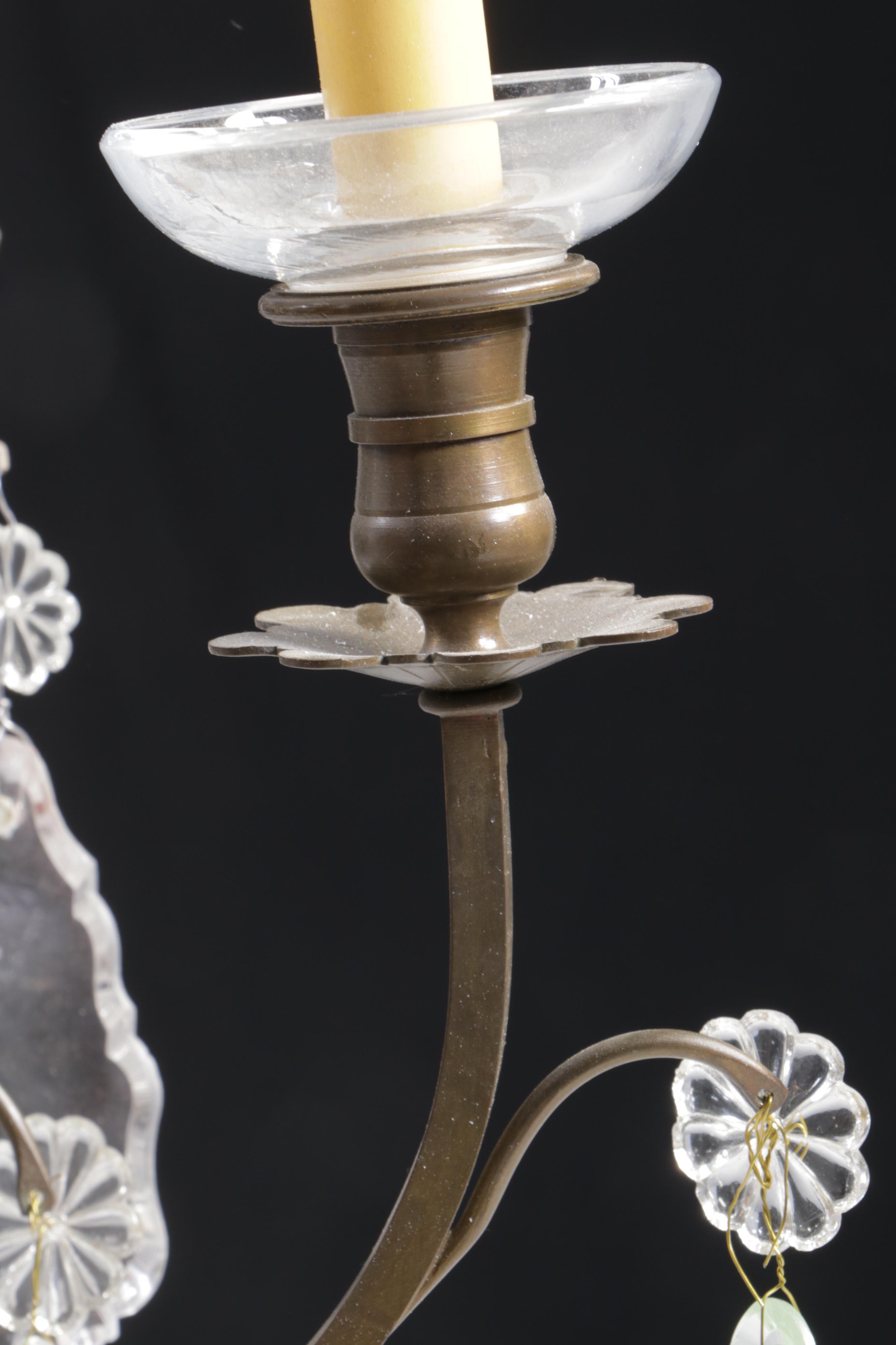 Baroque Style Wrought Metal Chandelier with Crystal Pendeloque Prisms