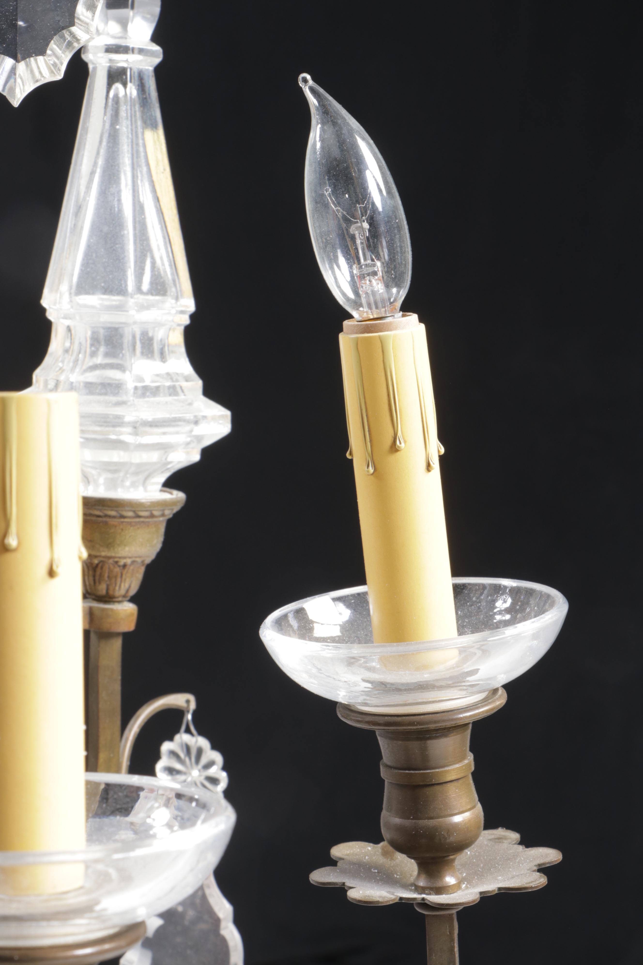 Baroque Style Wrought Metal Chandelier with Crystal Pendeloque Prisms