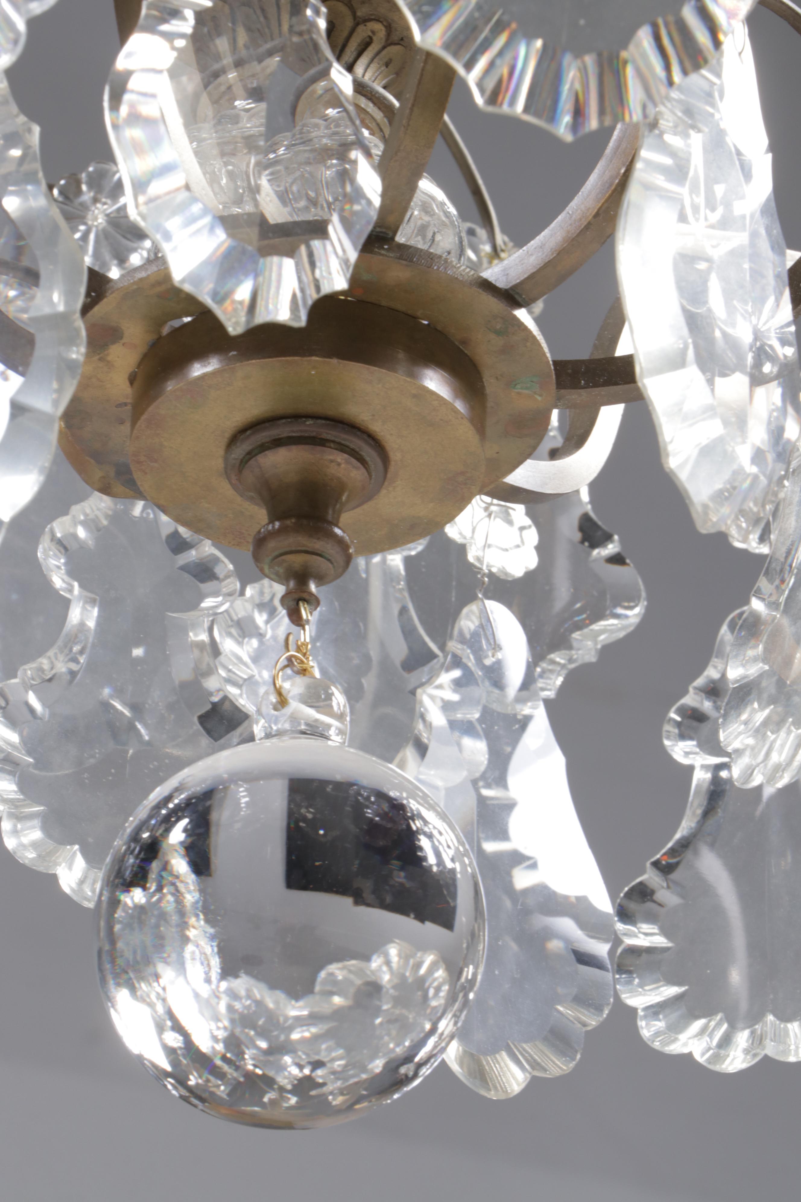 Baroque Style Wrought Metal Chandelier with Crystal Pendeloque Prisms