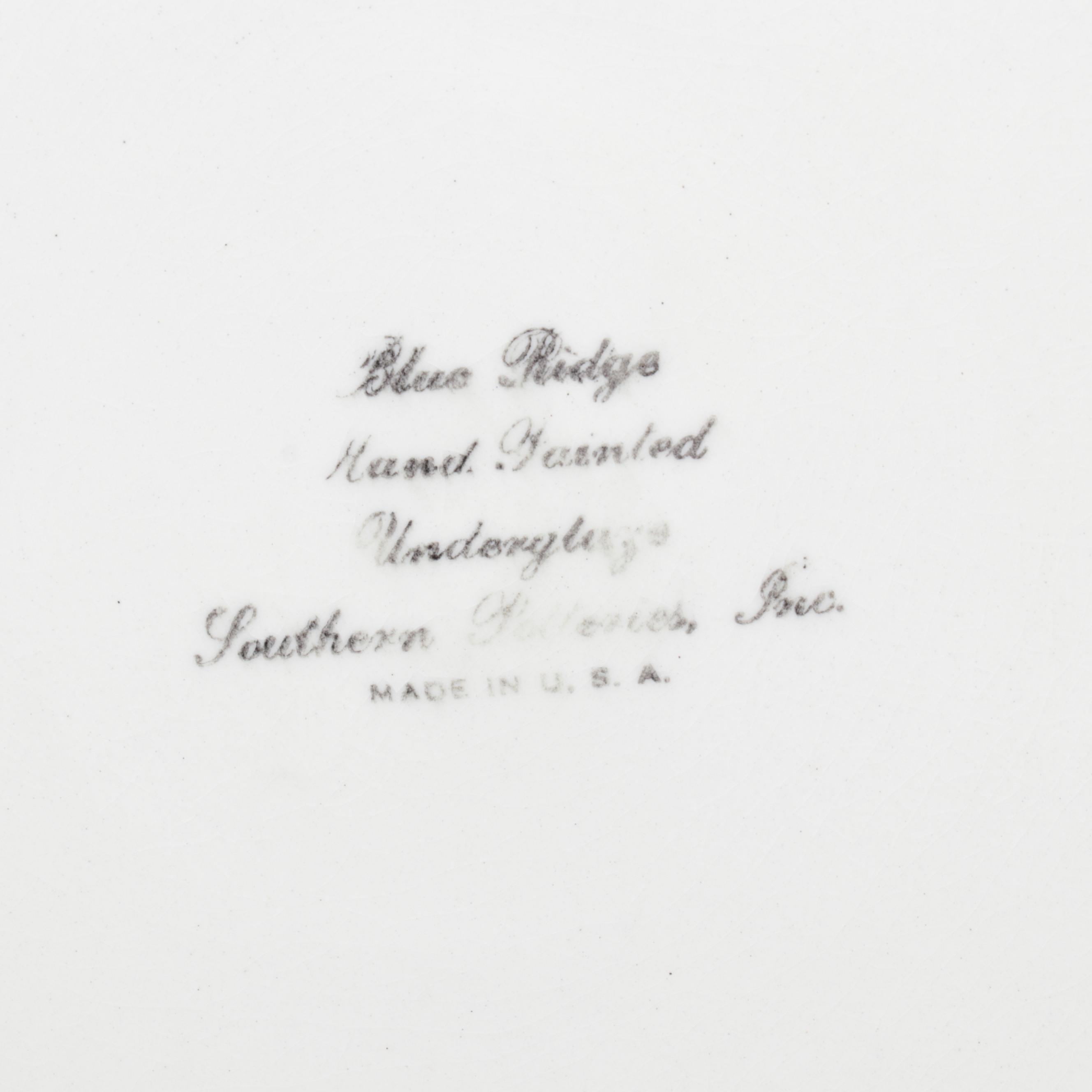 Blue Ridge Southern Pottery "Pandora" Dinnerware, Mid-20th Century