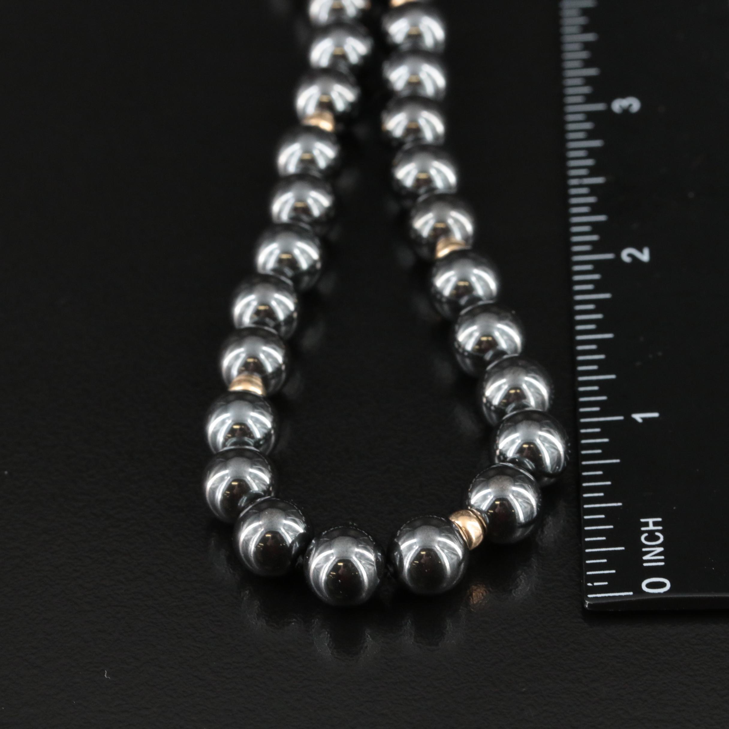 14K Hematite Bead Necklace