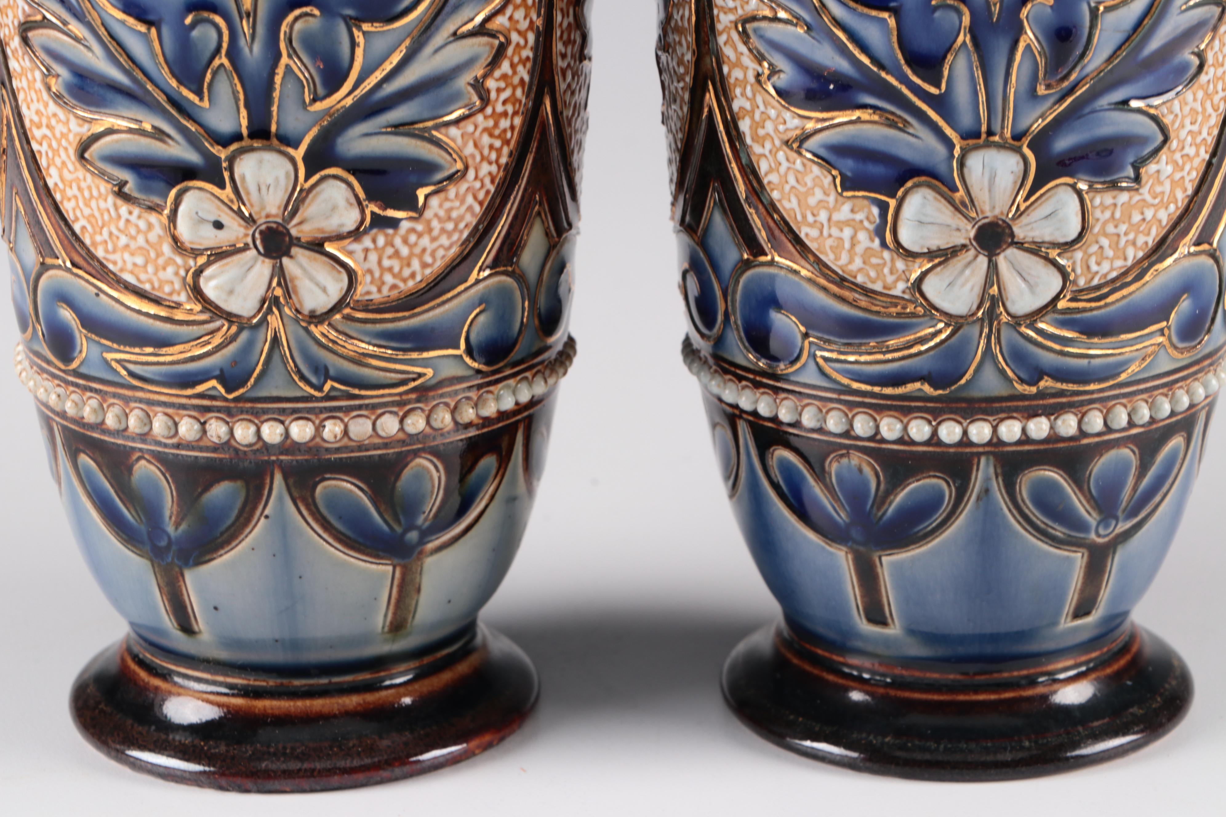 Eliza Simmance Doulton Lambeth English Aesthetic Movement Stoneware Vases