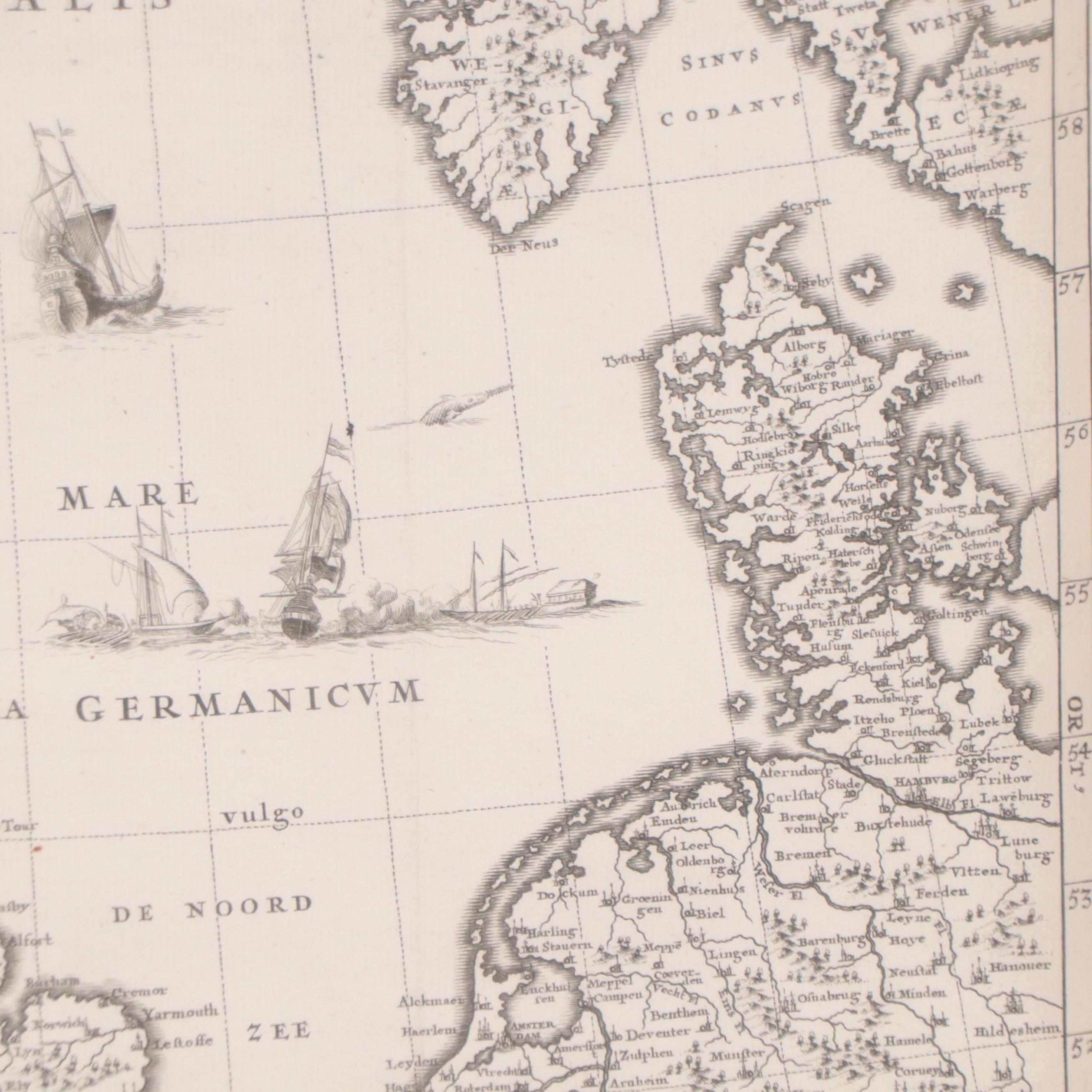 Engraving Map "Anglia, Scotia, Hibernia," 1699