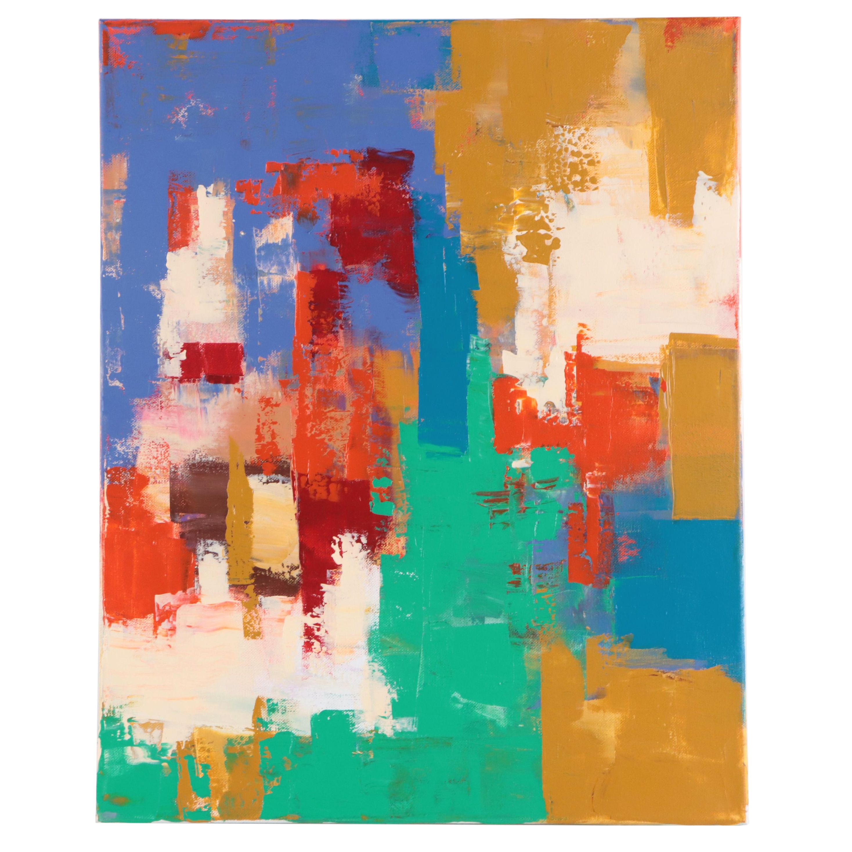 Sanna Abstract Acrylic Painting "Yearning for Quiet," 2023