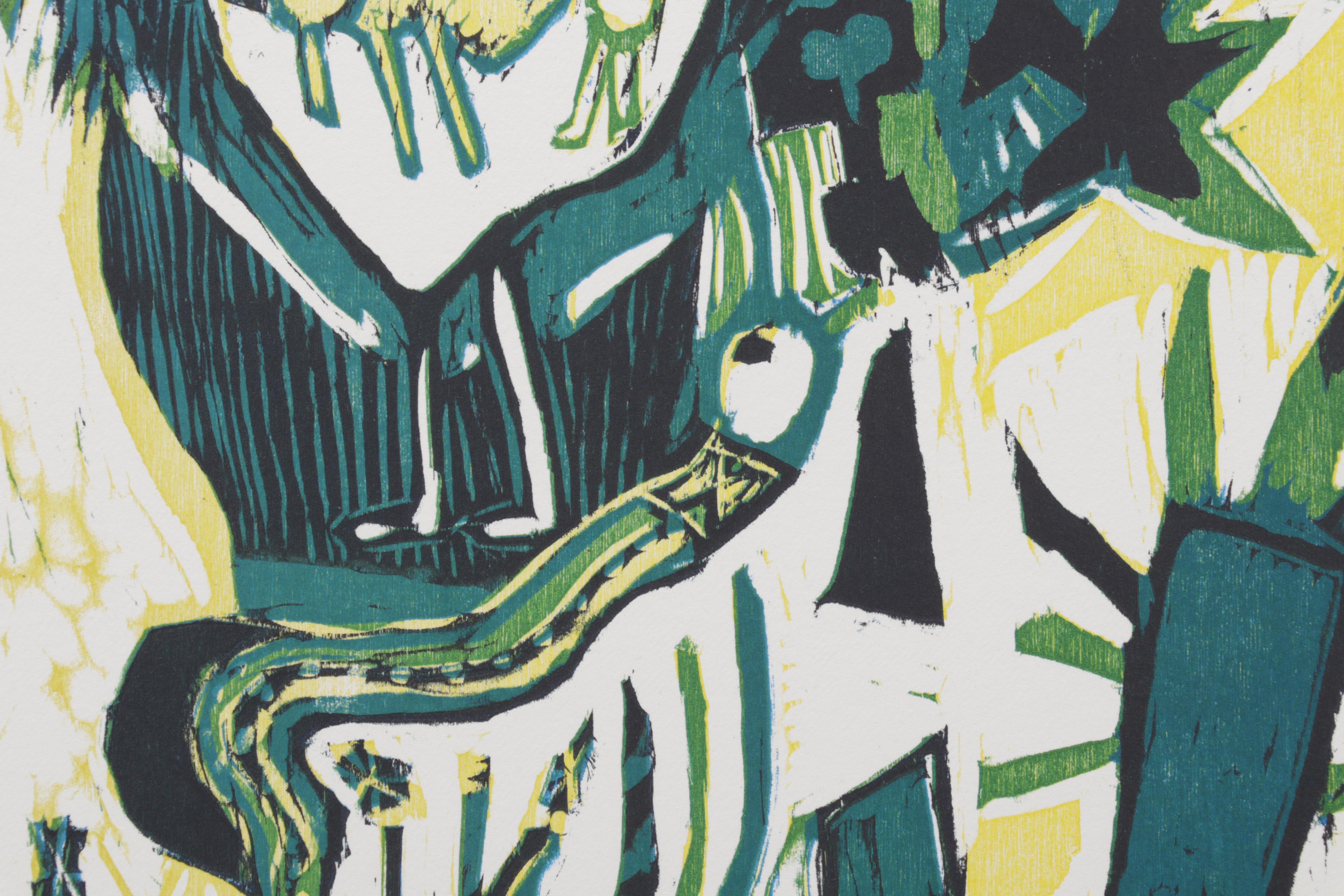 Sidney Chafetz Woodcut "Angela's People II," 1984