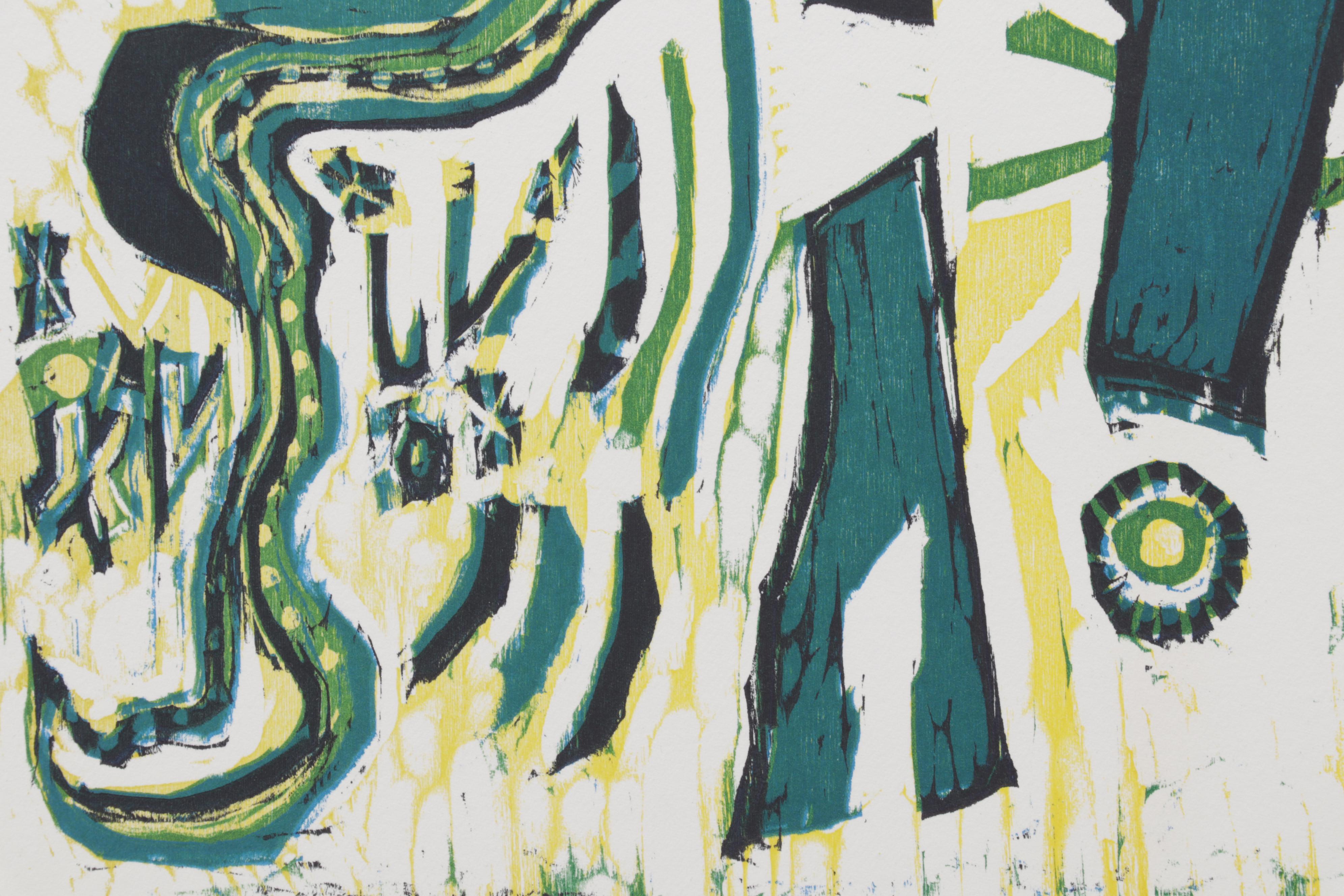 Sidney Chafetz Woodcut "Angela's People II," 1984