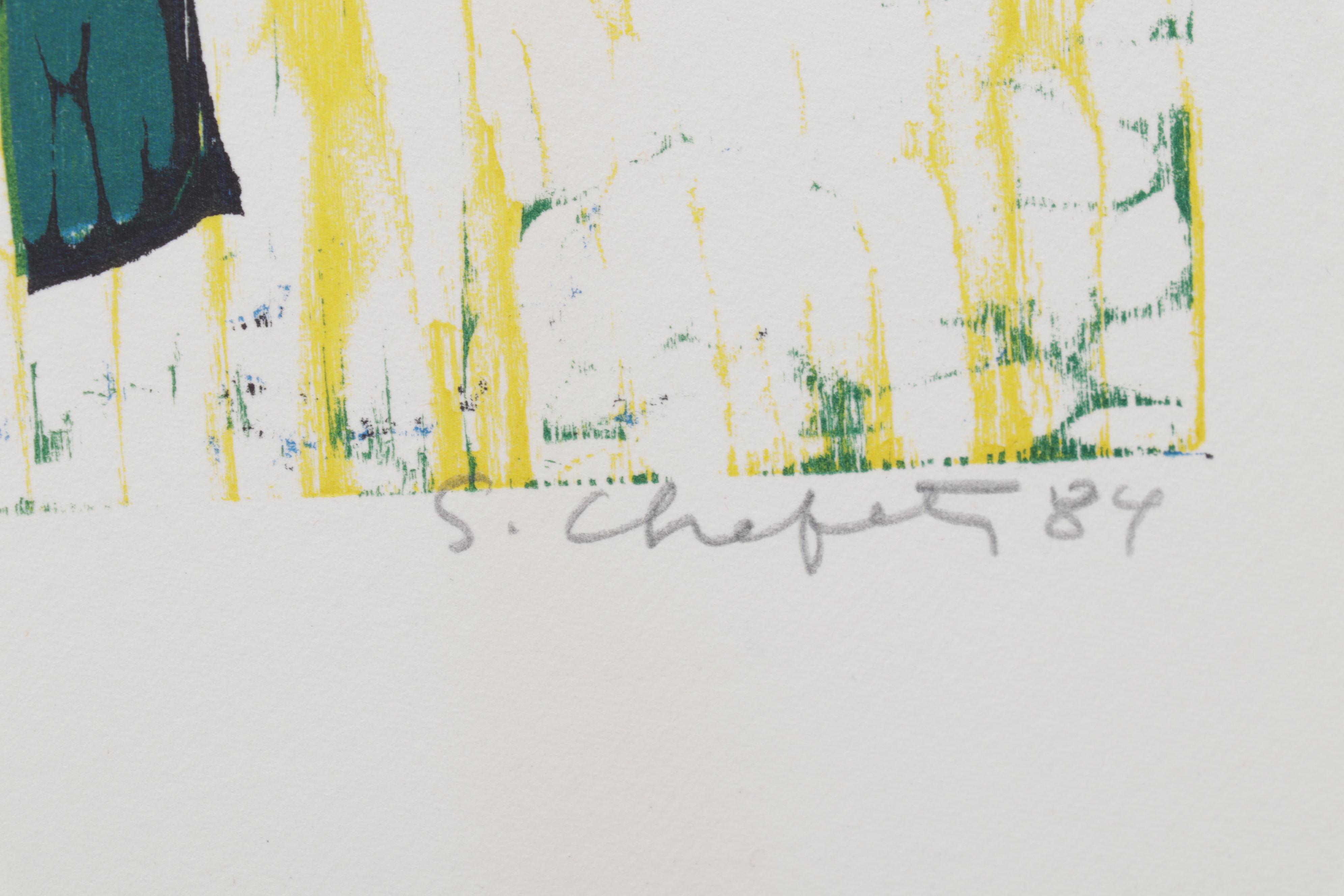 Sidney Chafetz Woodcut "Angela's People II," 1984