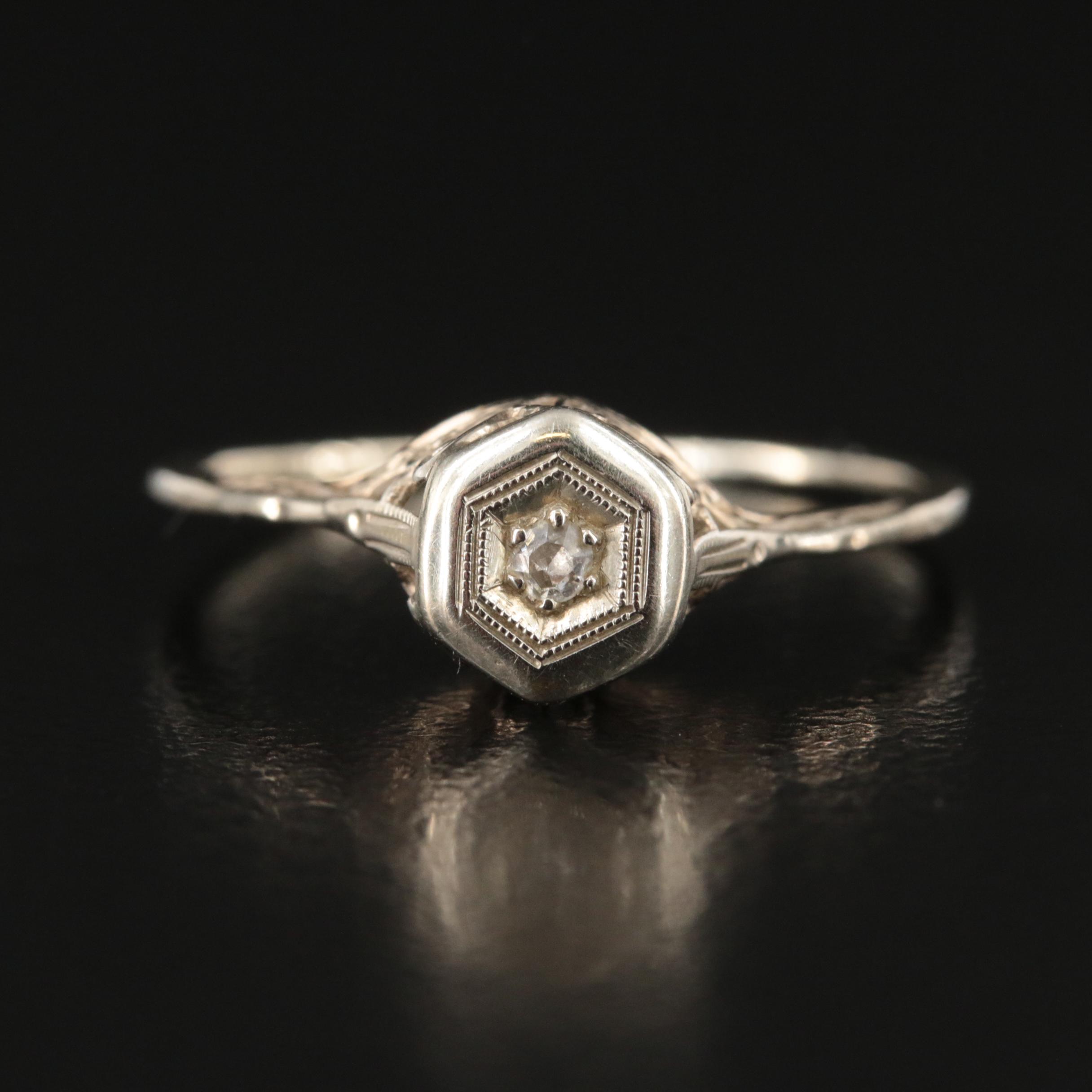 Antique 14K 0.02 CT Diamond Ring