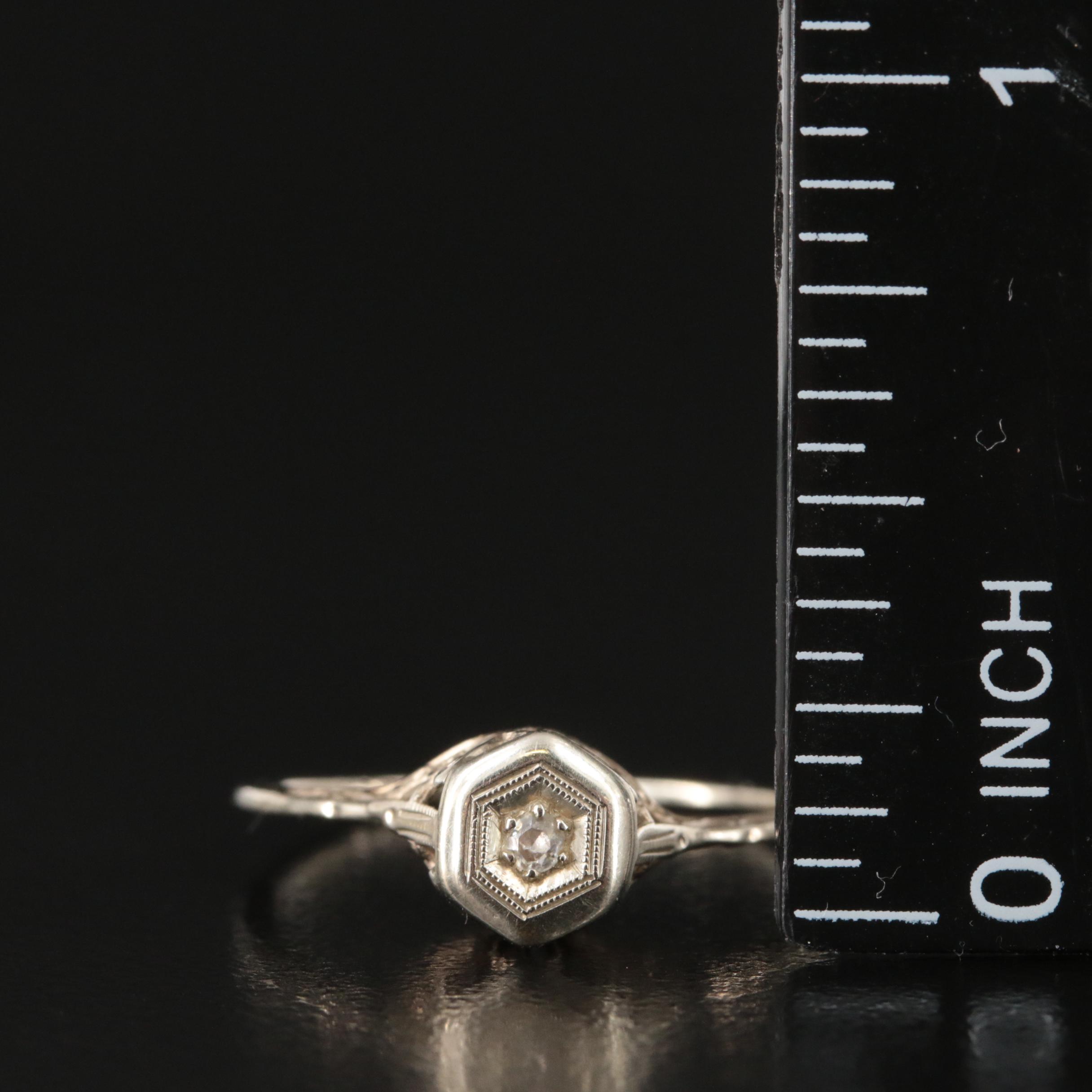 Antique 14K 0.02 CT Diamond Ring