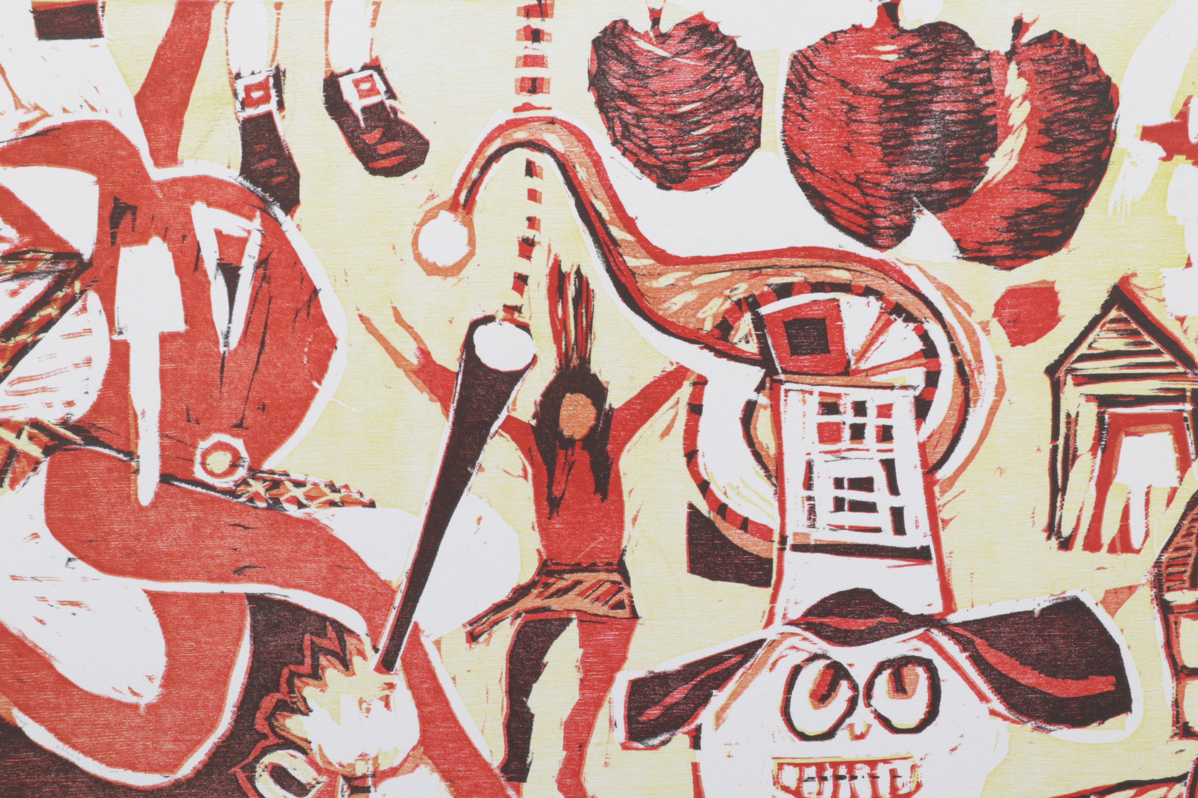 Sidney Chafetz Woodcut "Angela's Thursday," 1984