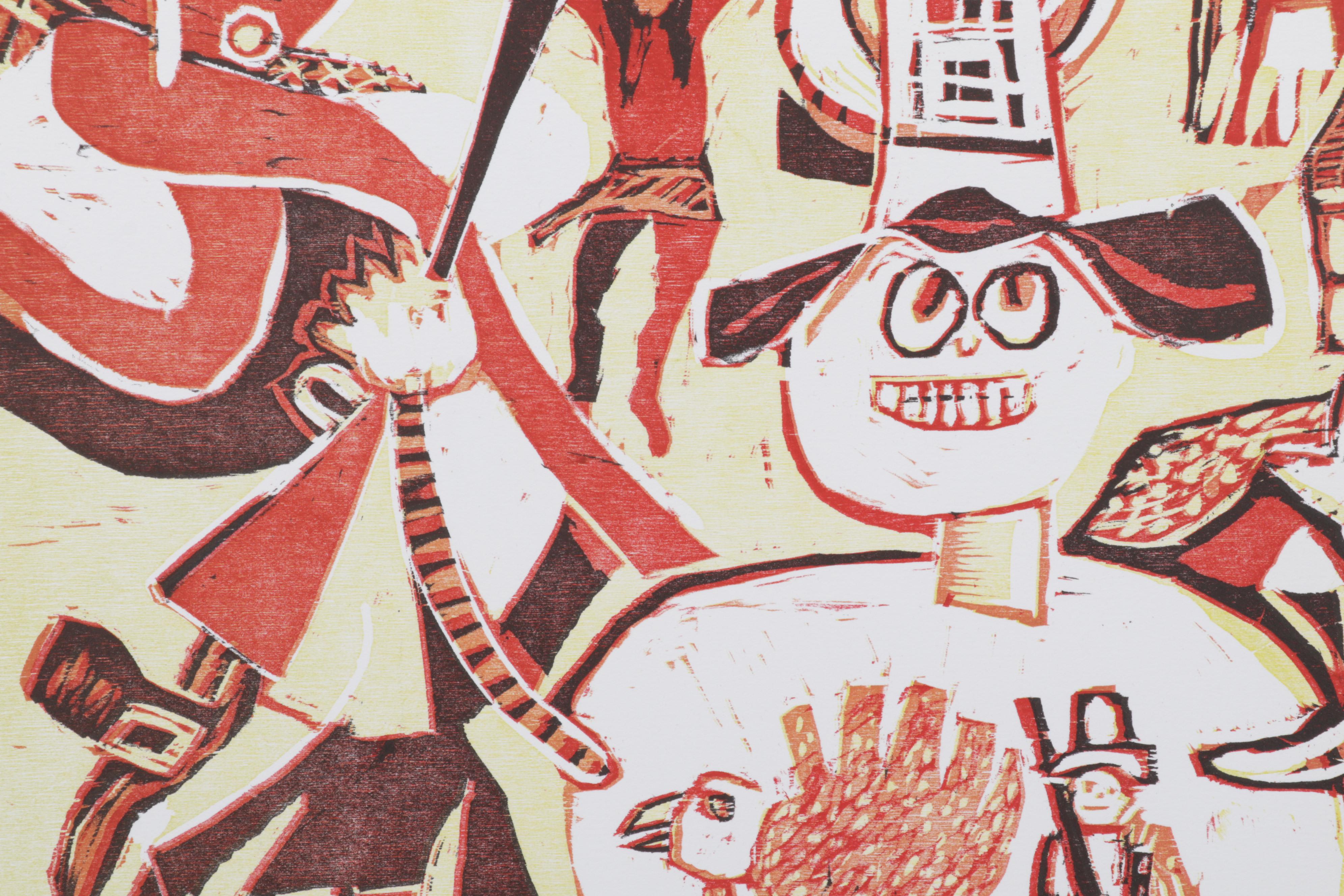 Sidney Chafetz Woodcut "Angela's Thursday," 1984