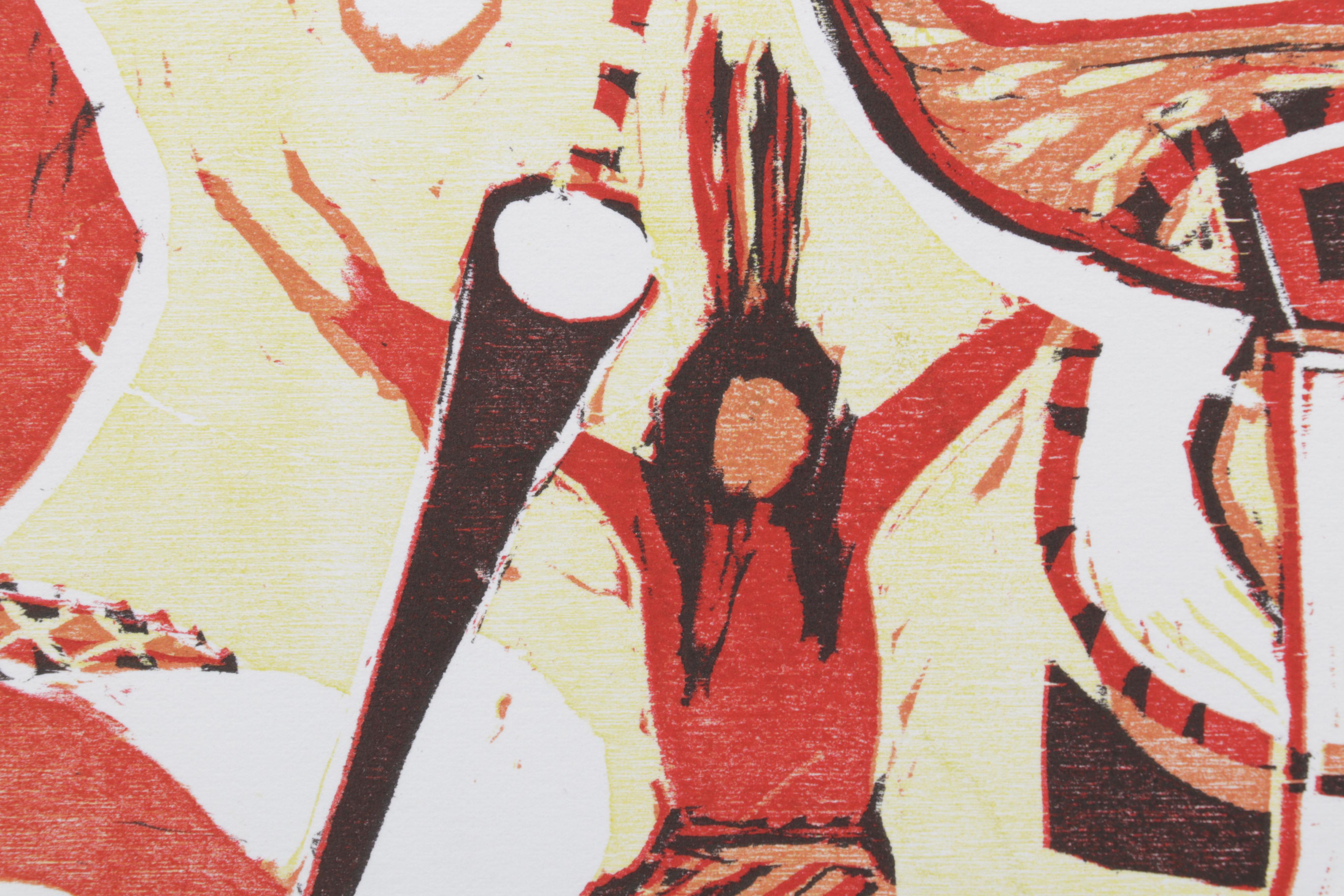 Sidney Chafetz Woodcut "Angela's Thursday," 1984