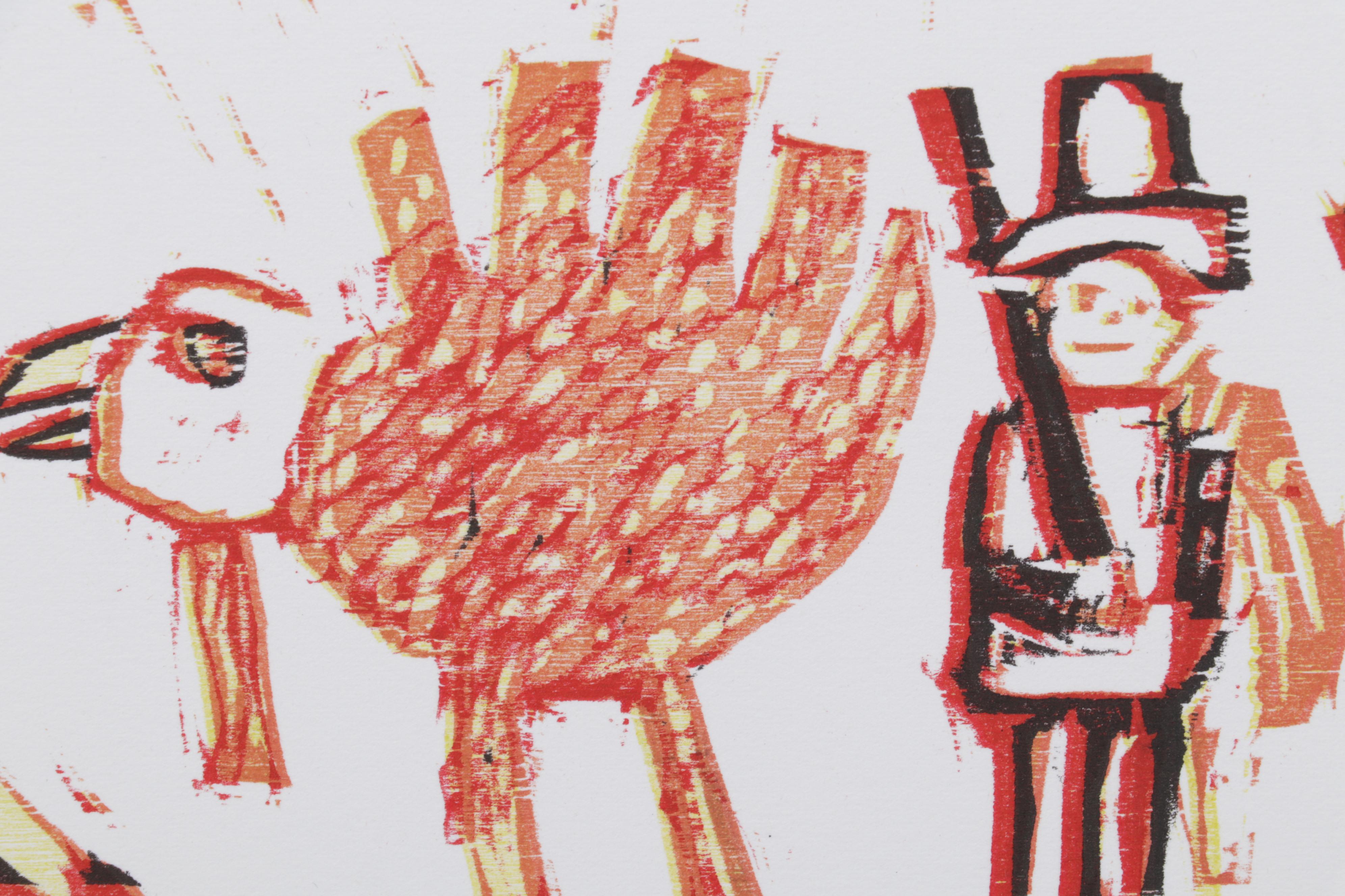 Sidney Chafetz Woodcut "Angela's Thursday," 1984