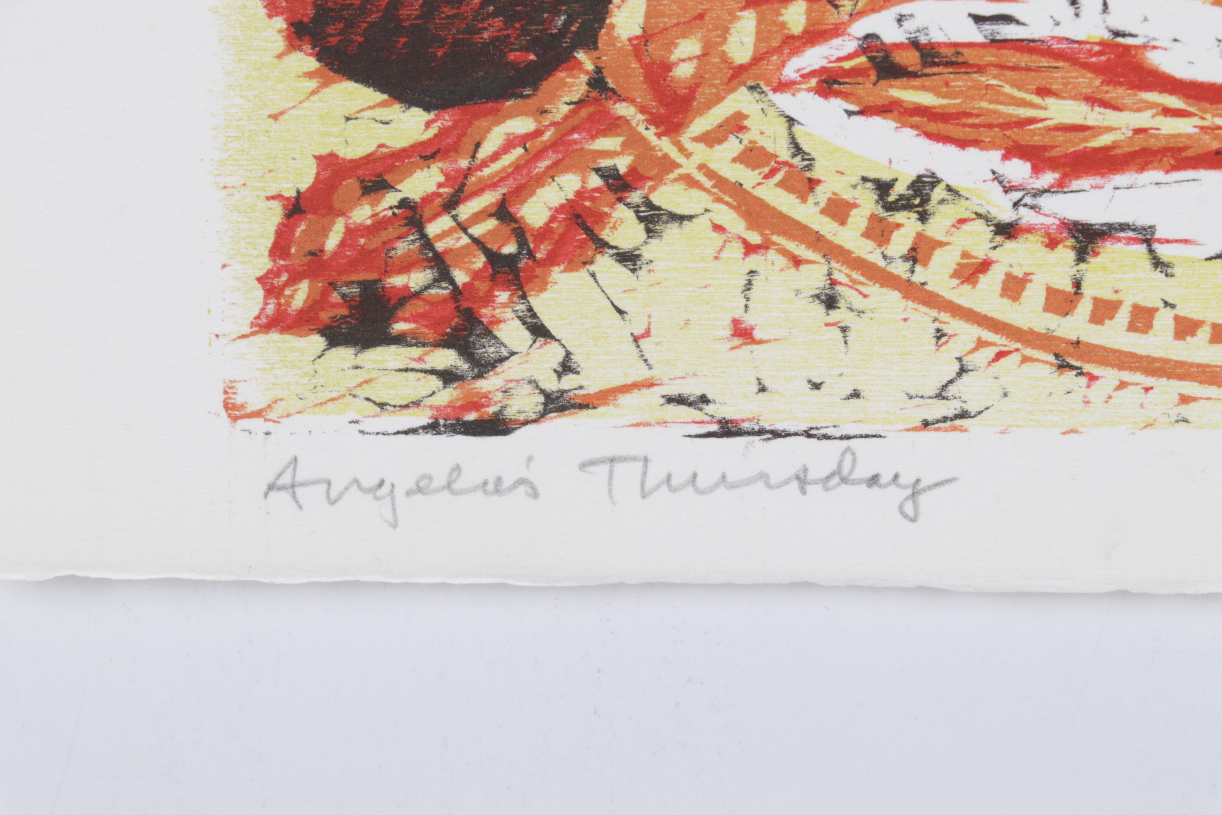 Sidney Chafetz Woodcut "Angela's Thursday," 1984