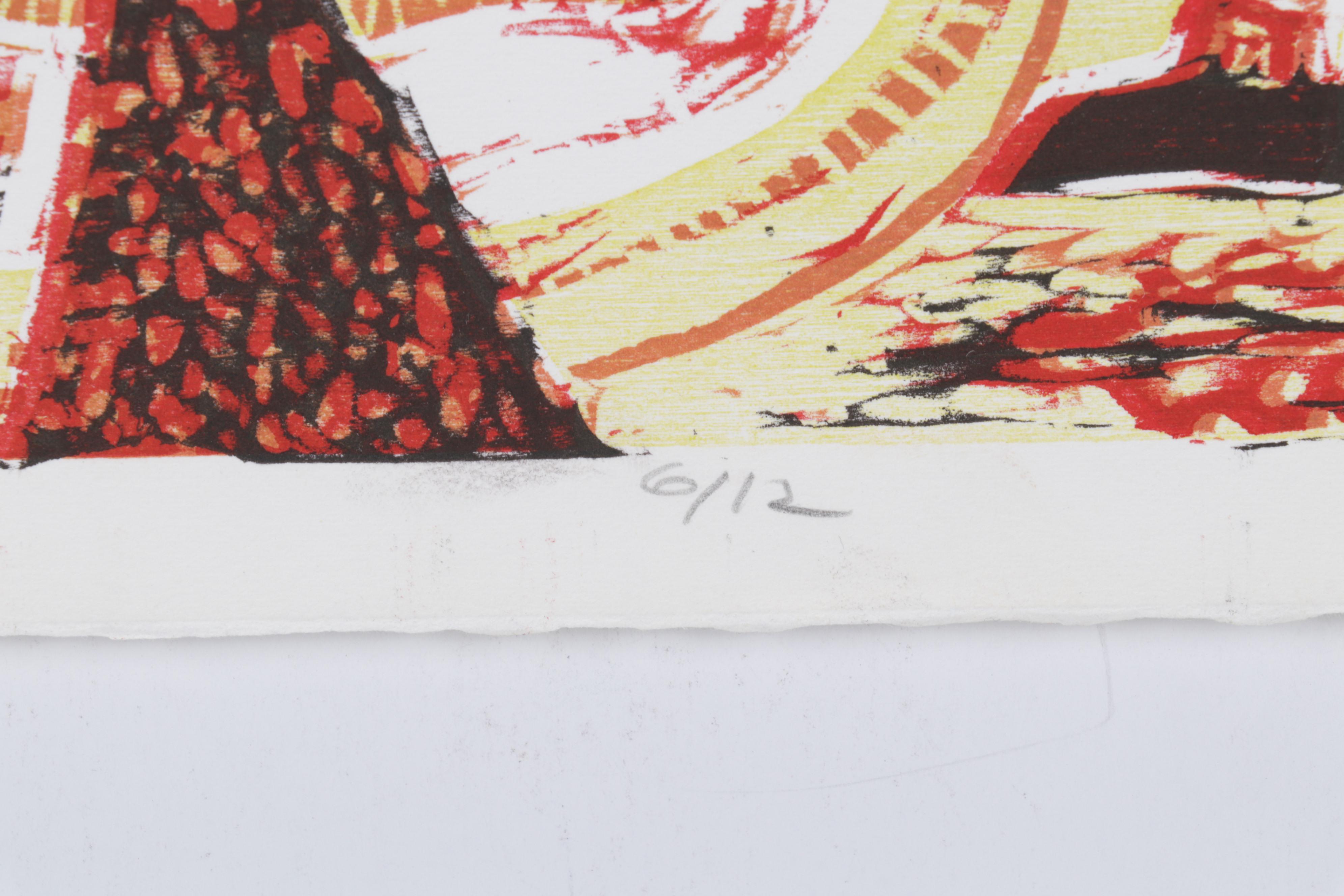 Sidney Chafetz Woodcut "Angela's Thursday," 1984