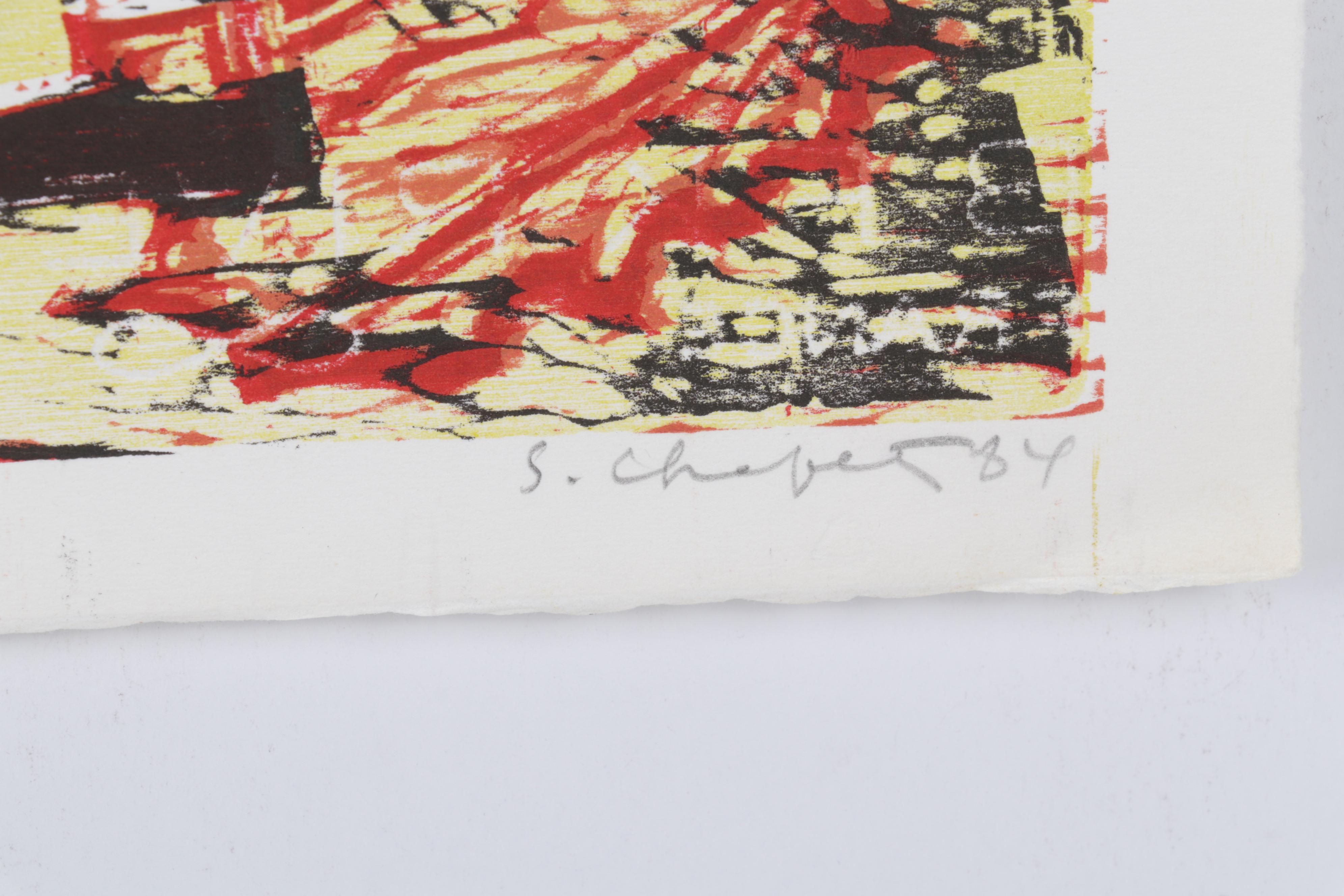 Sidney Chafetz Woodcut "Angela's Thursday," 1984