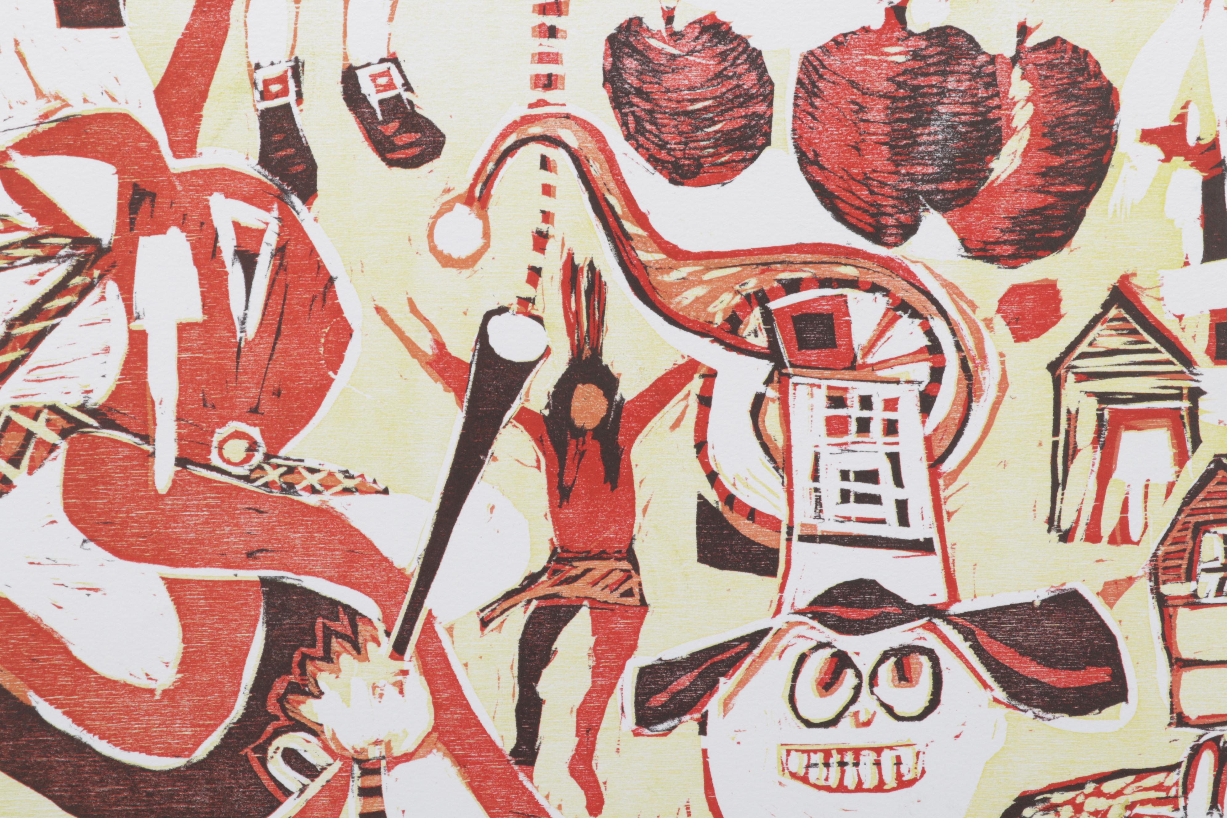 Sidney Chafetz Woodcut "Angela's Thursday," 1984