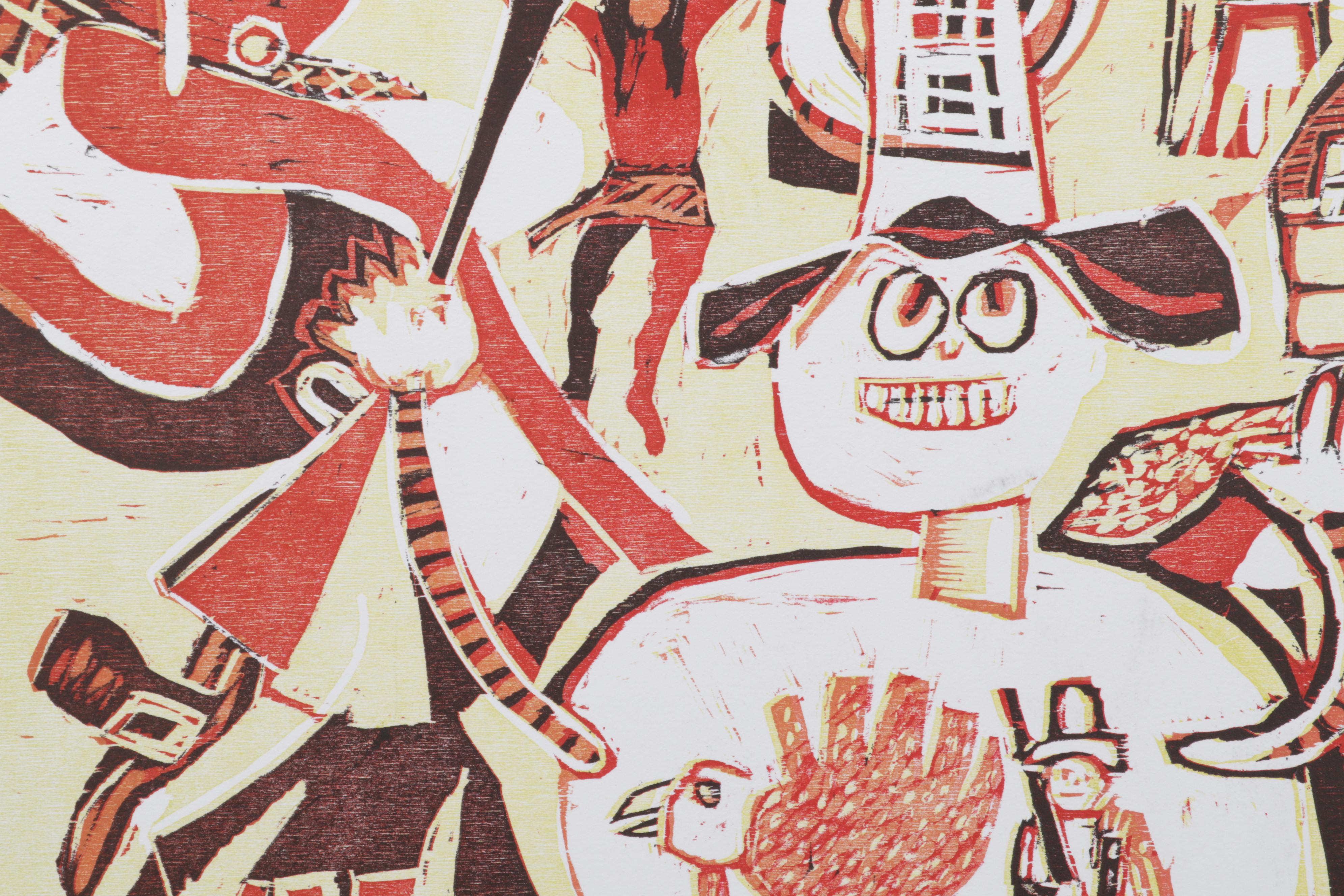 Sidney Chafetz Woodcut "Angela's Thursday," 1984